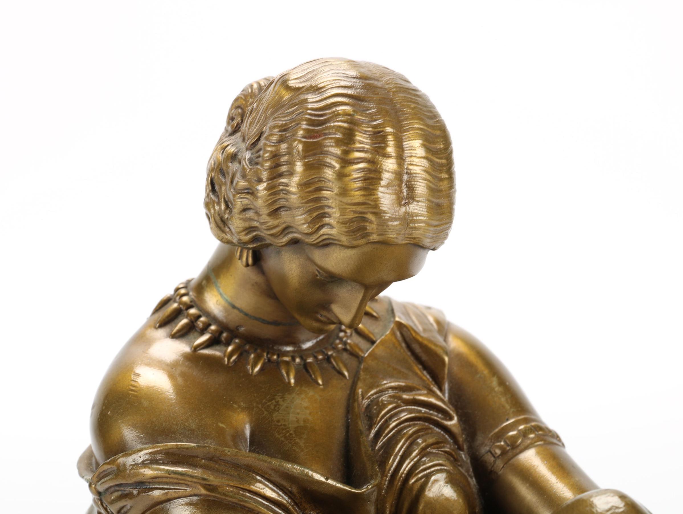 Bronze Sculpture after James Pradier of Seated Sappho, Mid to Late 20th Century