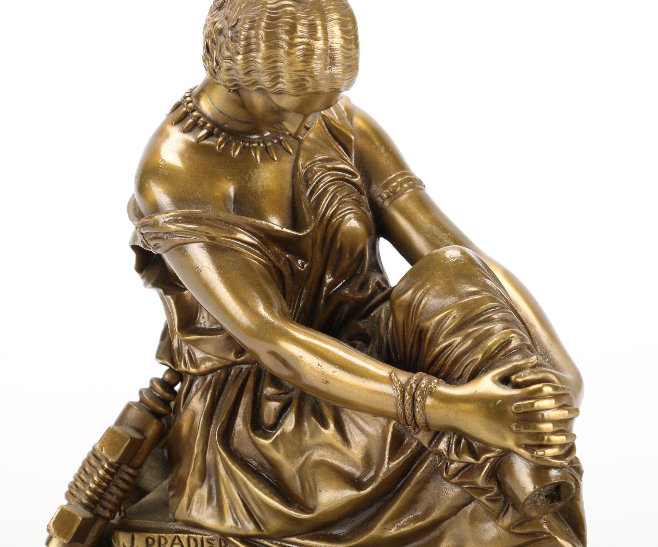 Bronze Sculpture after James Pradier of Seated Sappho, Mid to Late 20th Century