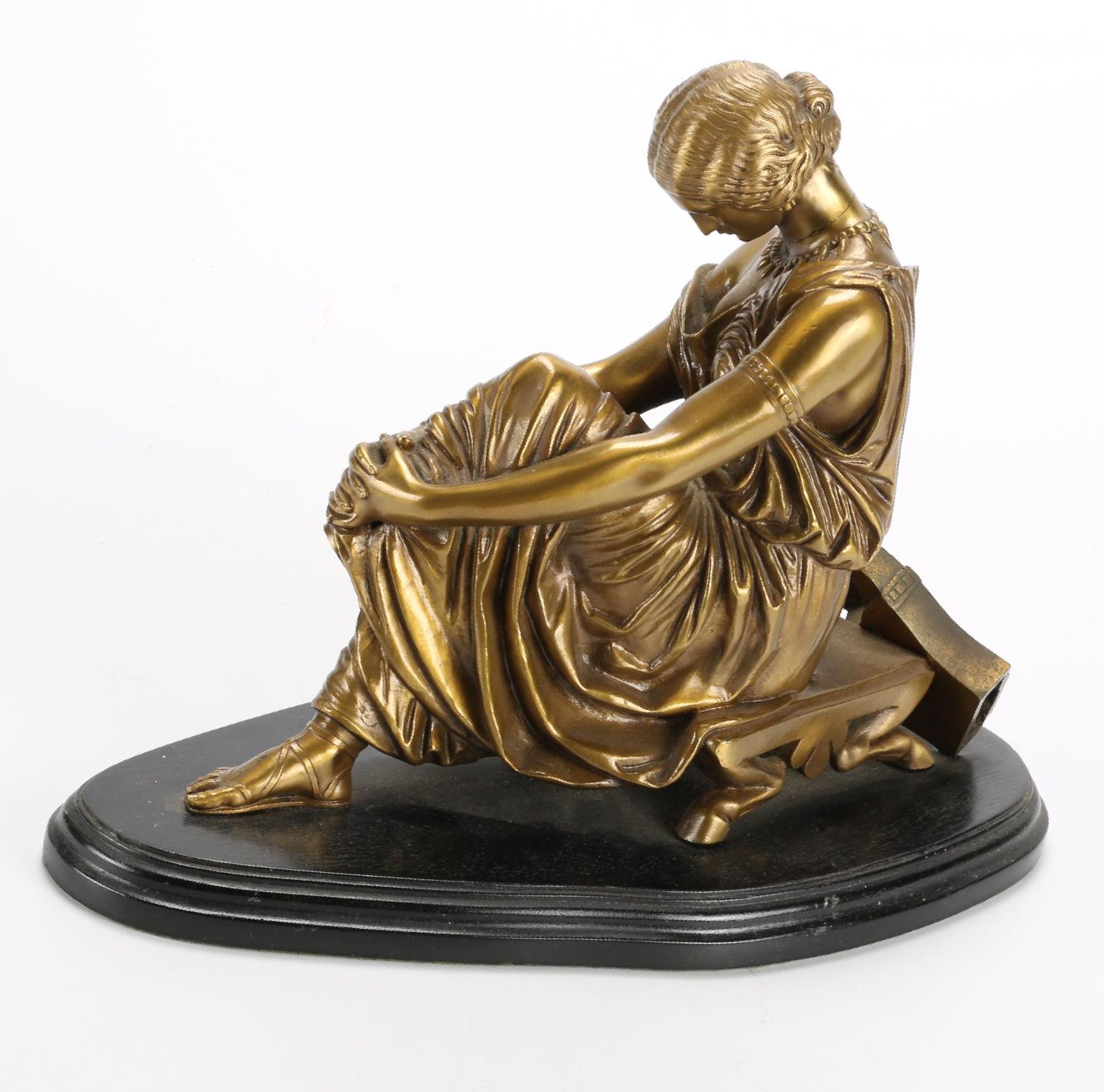Bronze Sculpture after James Pradier of Seated Sappho, Mid to Late 20th Century