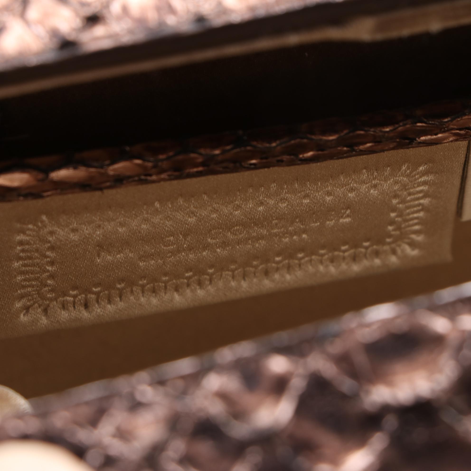 Nancy Gonzalez Bronze Metallic Python Skin Box Clutch