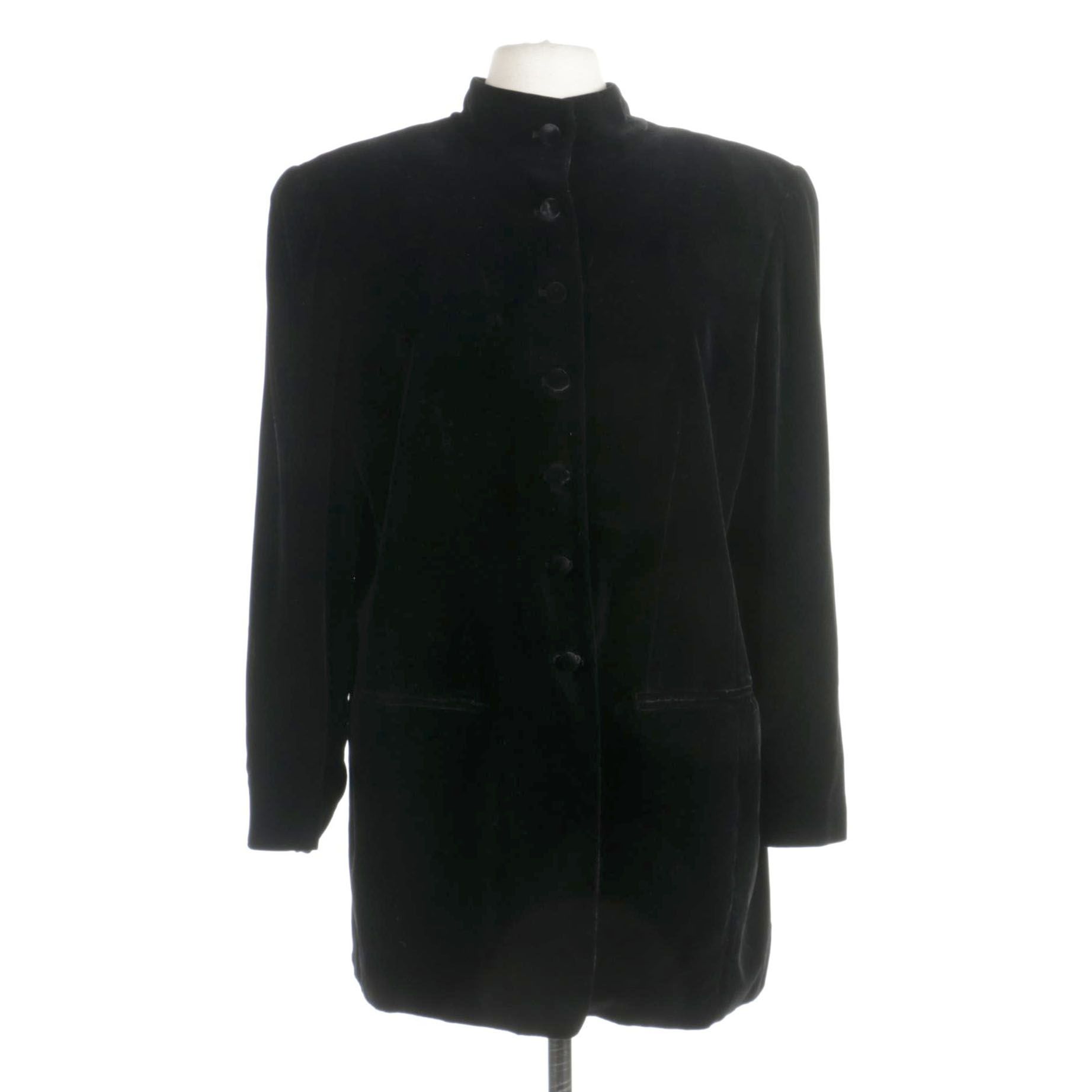 Emanuel by Emanuel Ungaro Black Velvet Button-Front Jacket