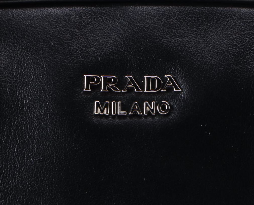 Prada Bauletto Black Soft Calfskin Leather Two-Way Bag
