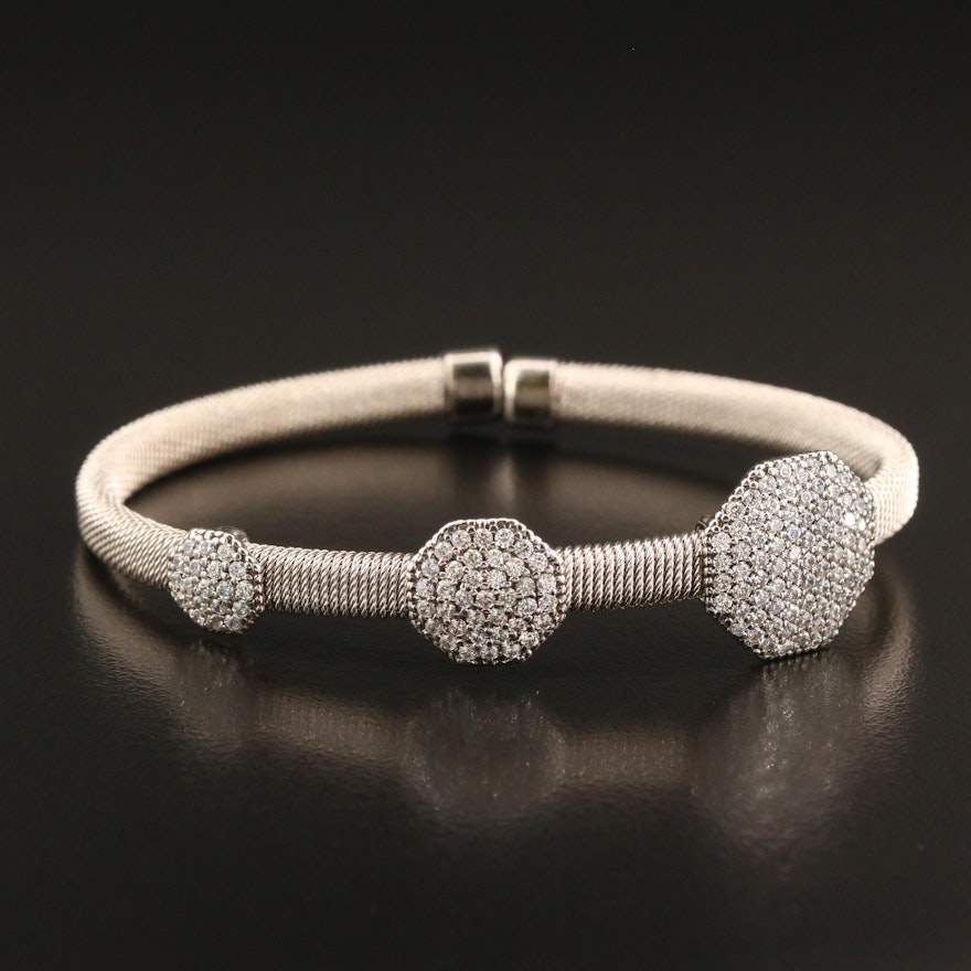 Sterling Bracelet with Graduated Cubic Zirconia Stations