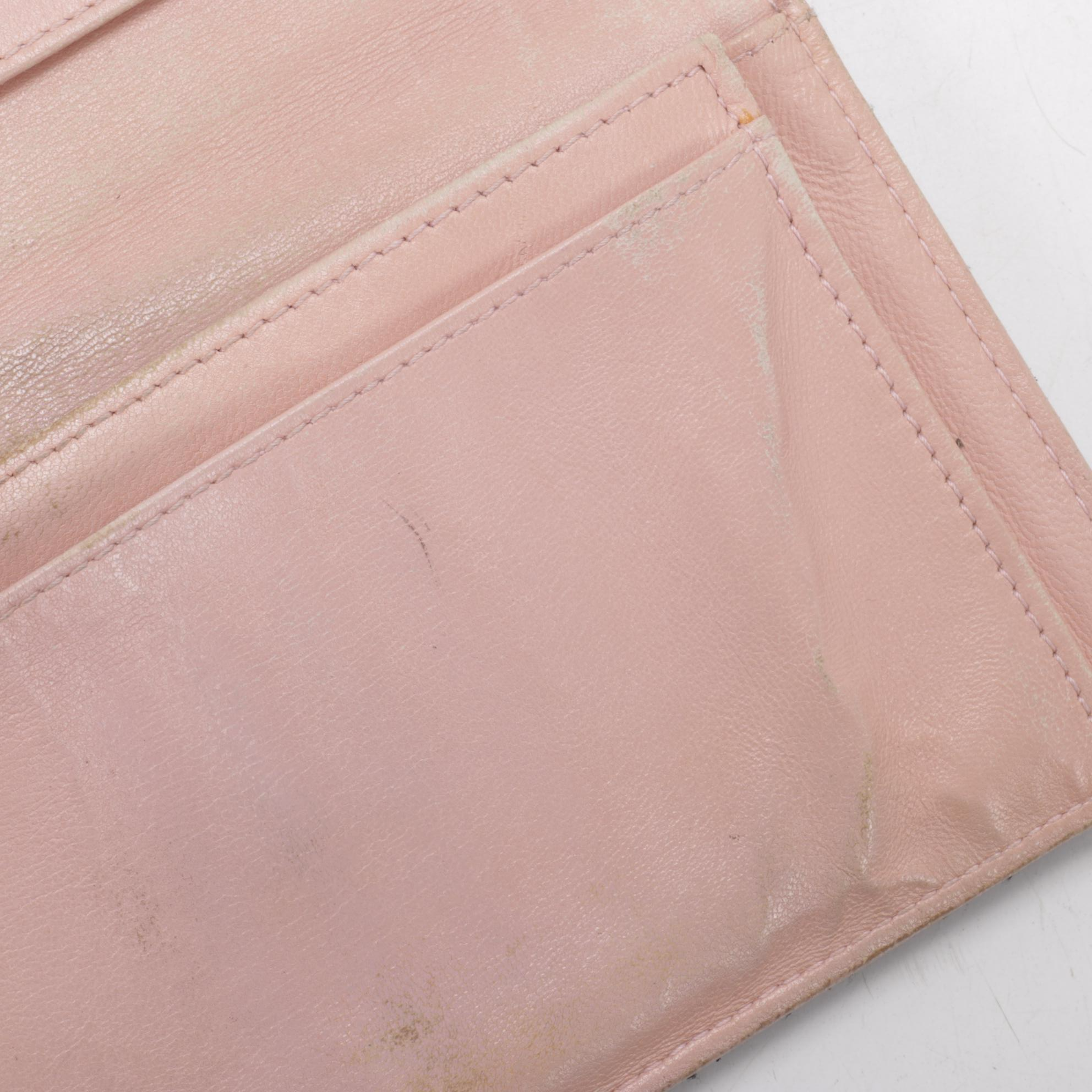 Chanel CC Long Wallet in Quilted Black Lambskin with Pink Lining