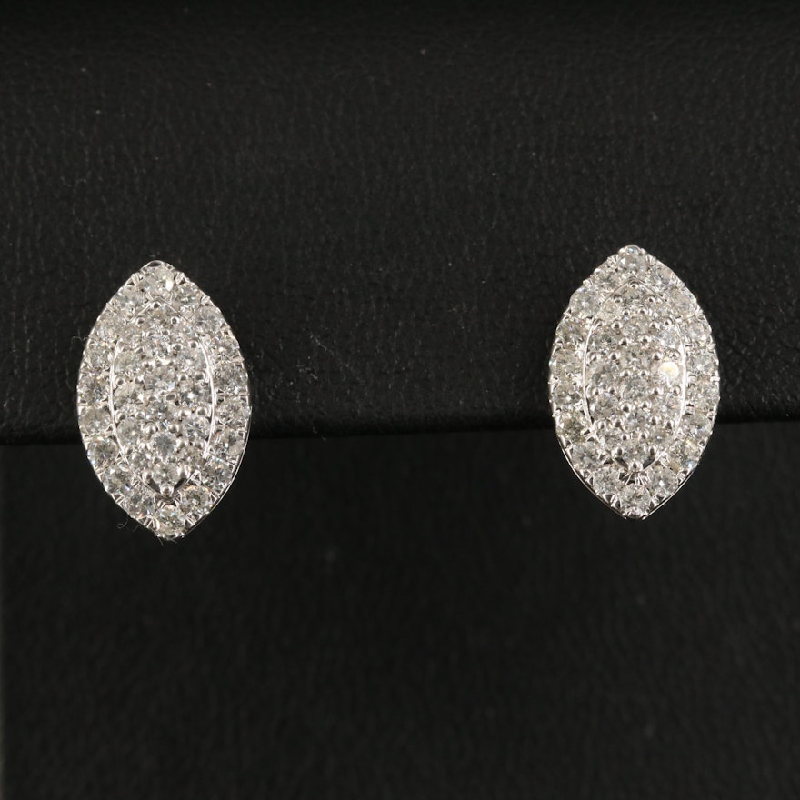 14K 1.17 CTW Diamond Navette Stud Earrings
