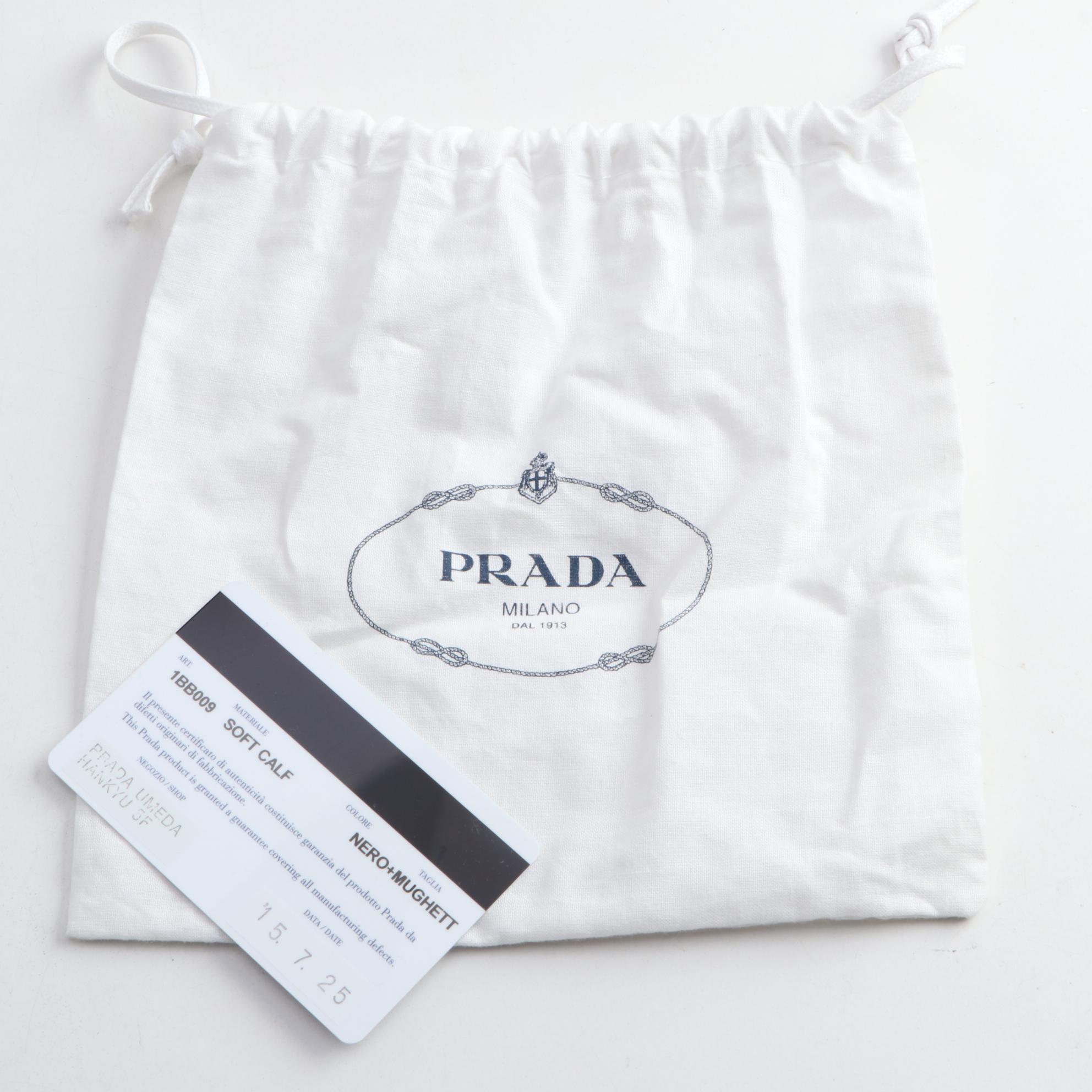 Prada Bauletto Black Soft Calfskin Leather Two-Way Bag