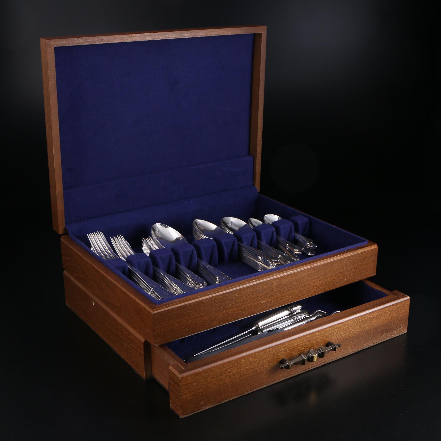 John Osborne of Sheffield England Silver Plate Flatware Set with Chest