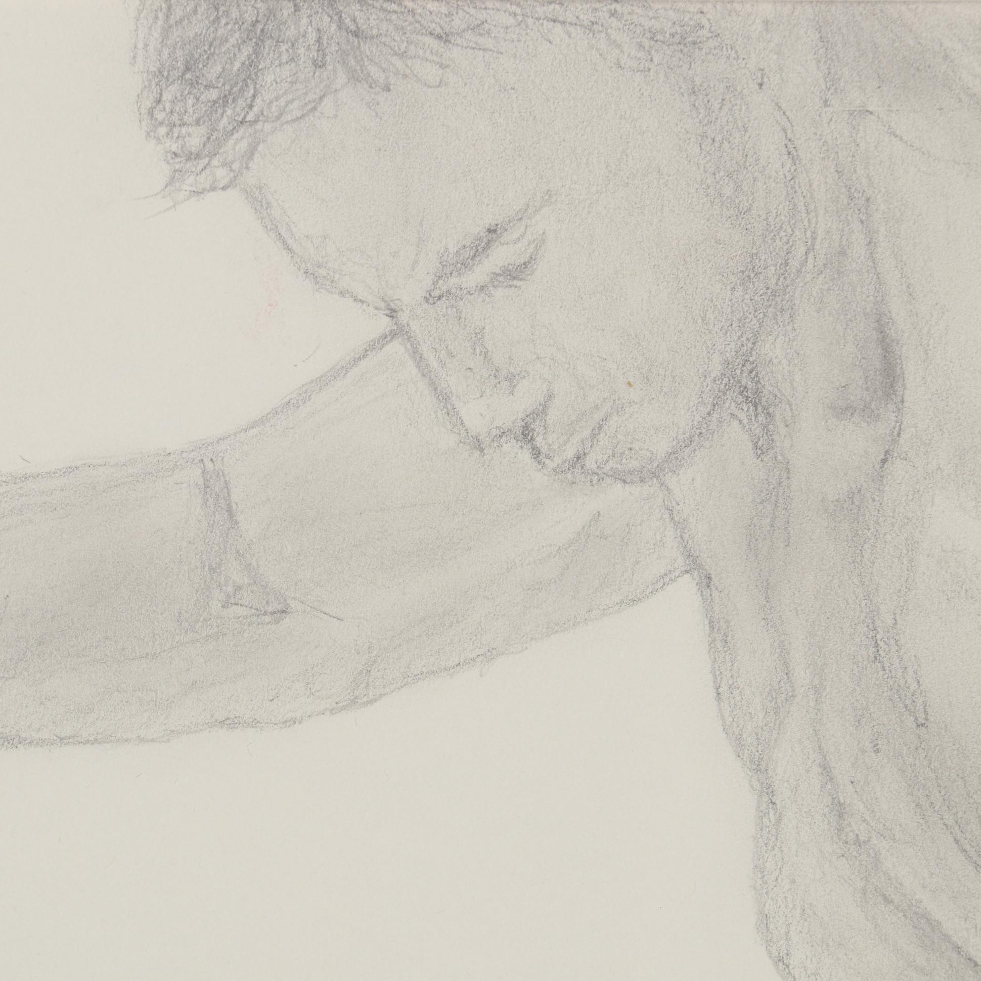 Kevin Ford Male Nude Graphite Drawing, 21st Century