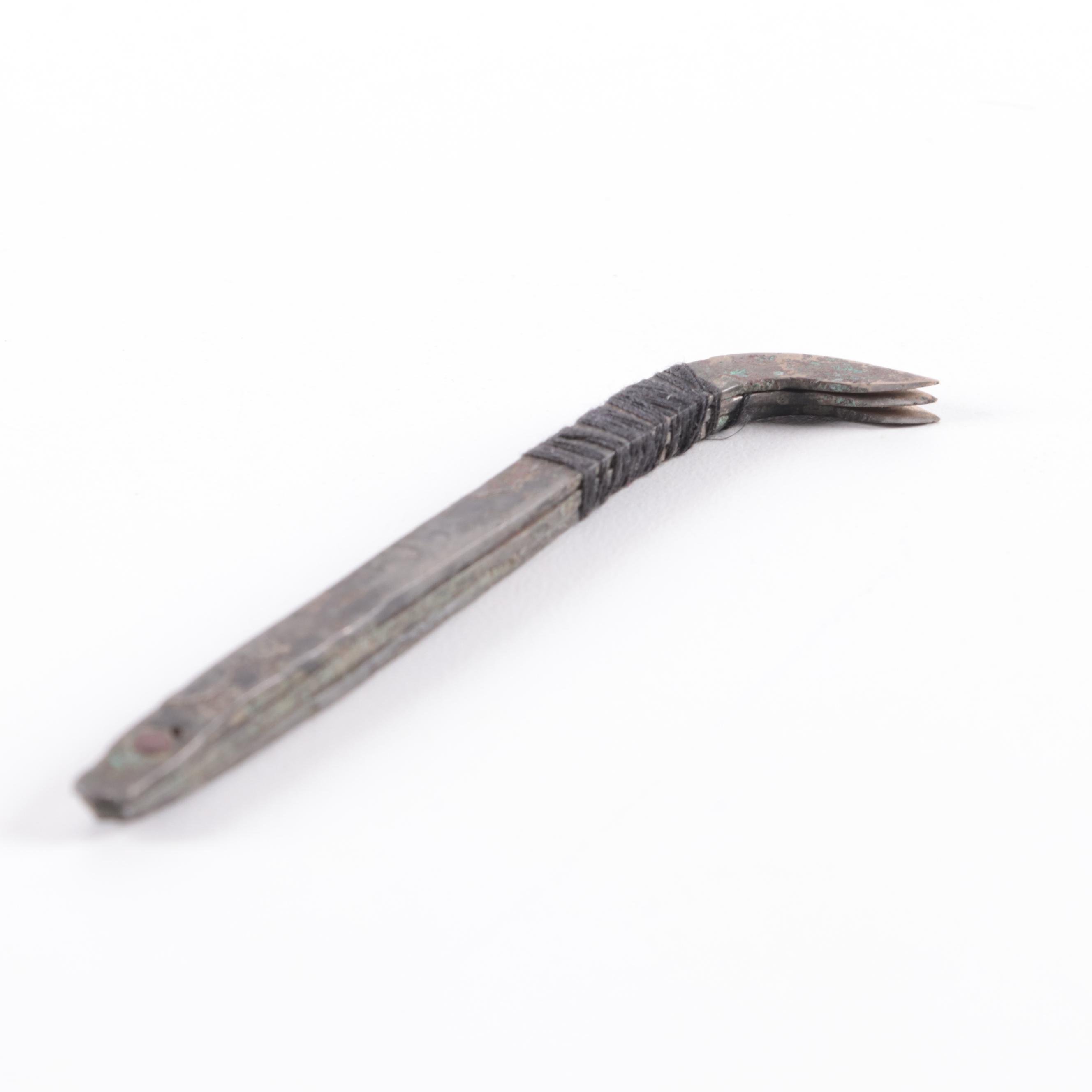 Burmese Opium Knife, Brass Pedestal Compote, Hand Tools, More, Early/Mid 20th C.