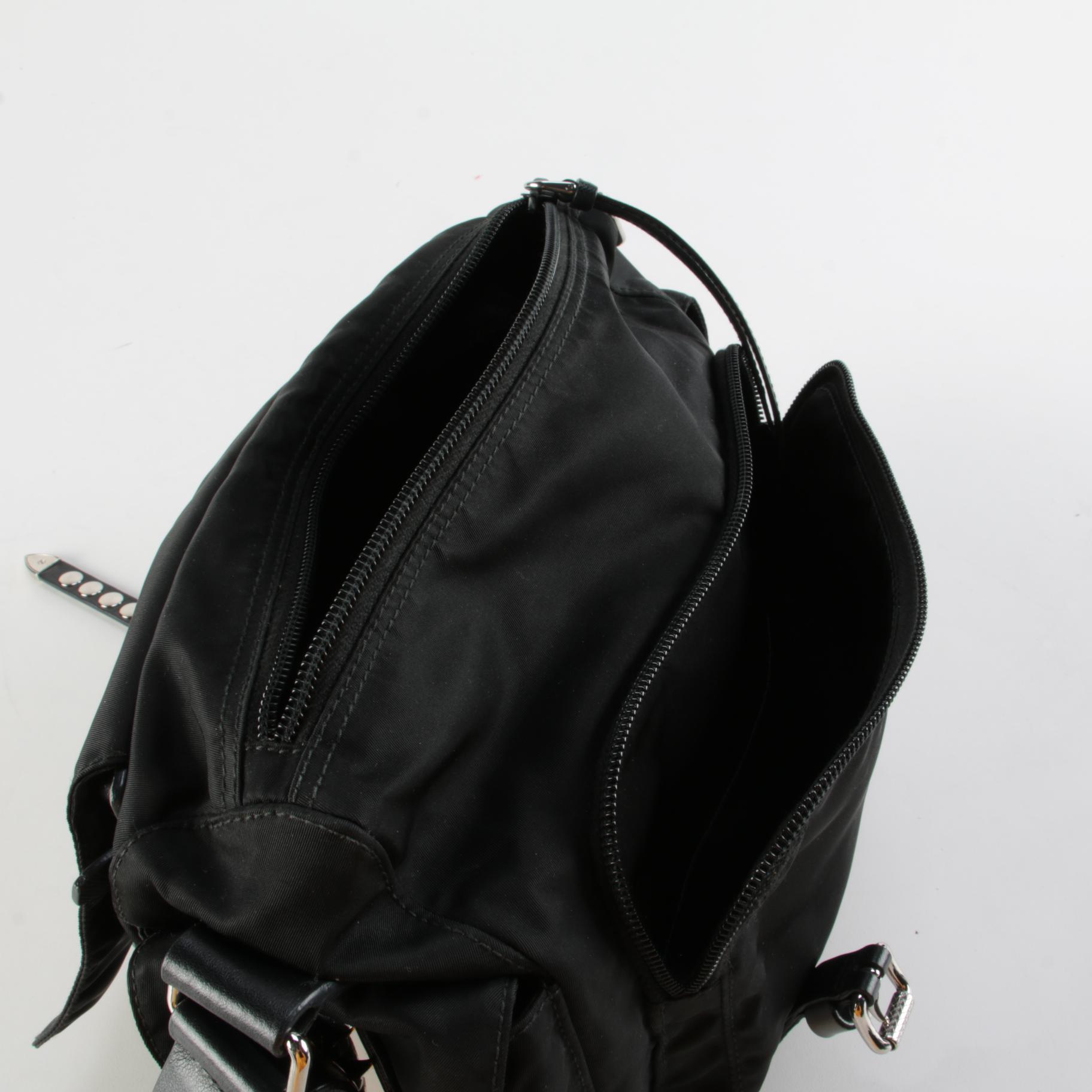 Prada Vela Flap Tessuto Nylon and Studded Leather Messenger Crossbody Bag