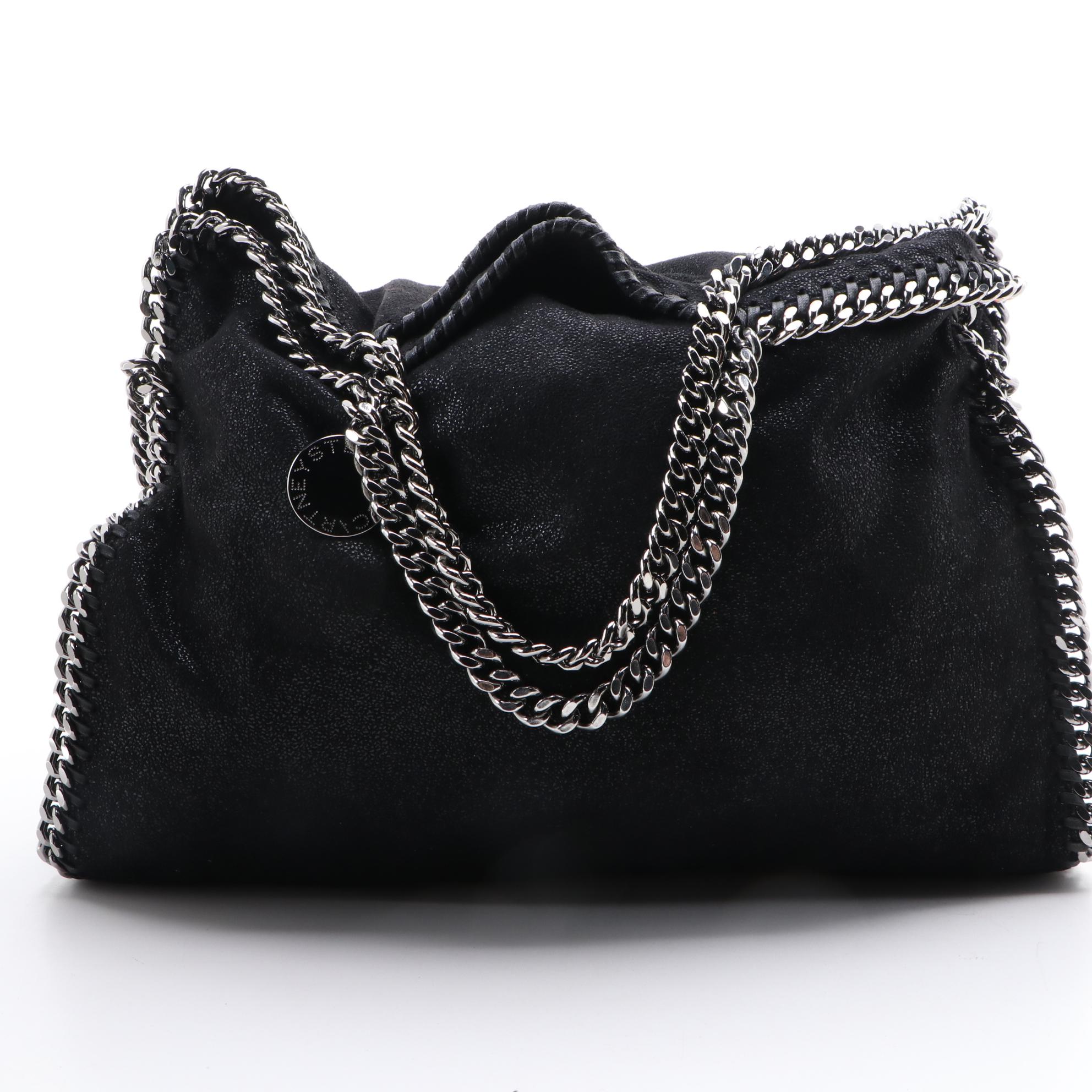 Stella McCartney Falabella Black Shaggy Deer Faux Suede Two-Way Bag