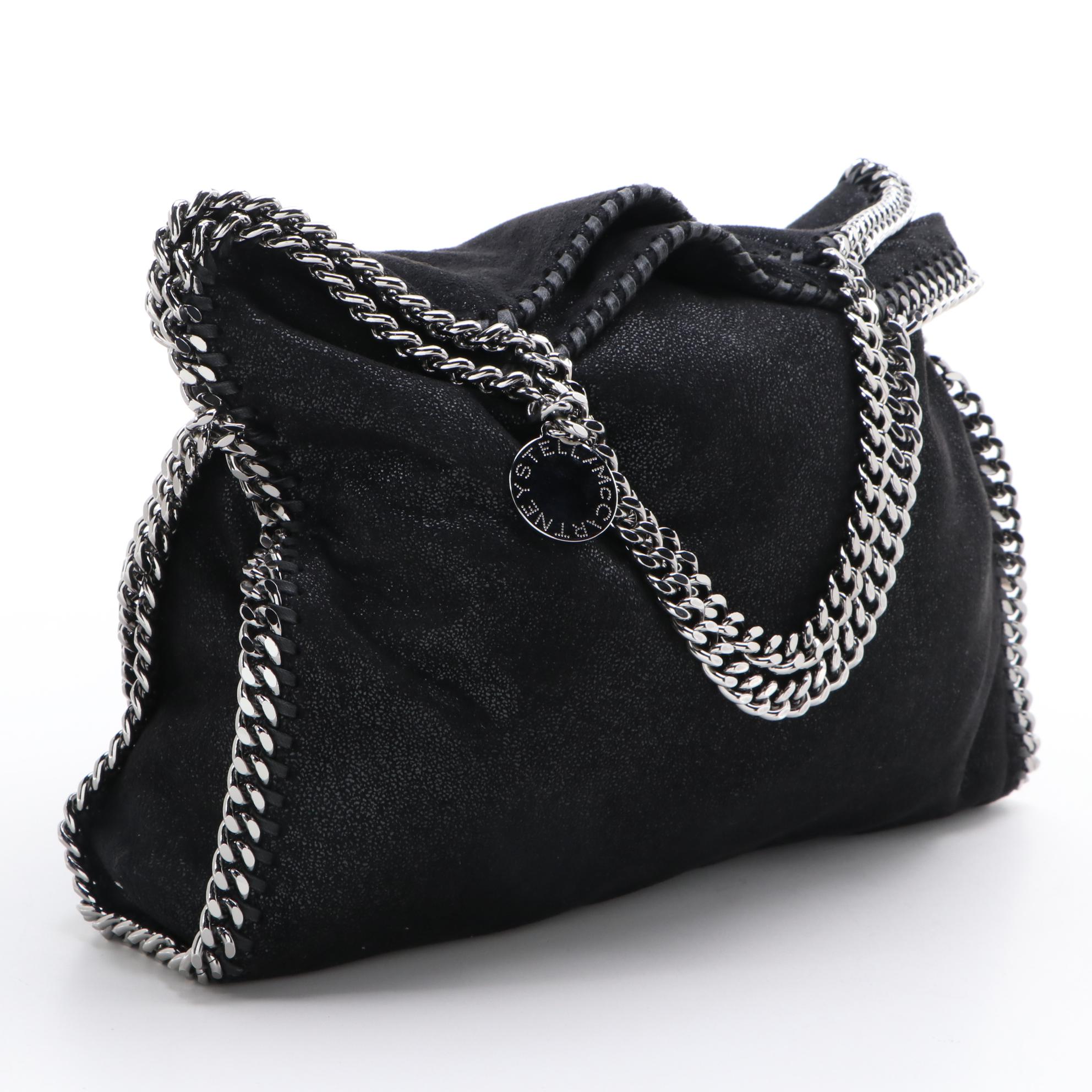 Stella McCartney Falabella Black Shaggy Deer Faux Suede Two-Way Bag
