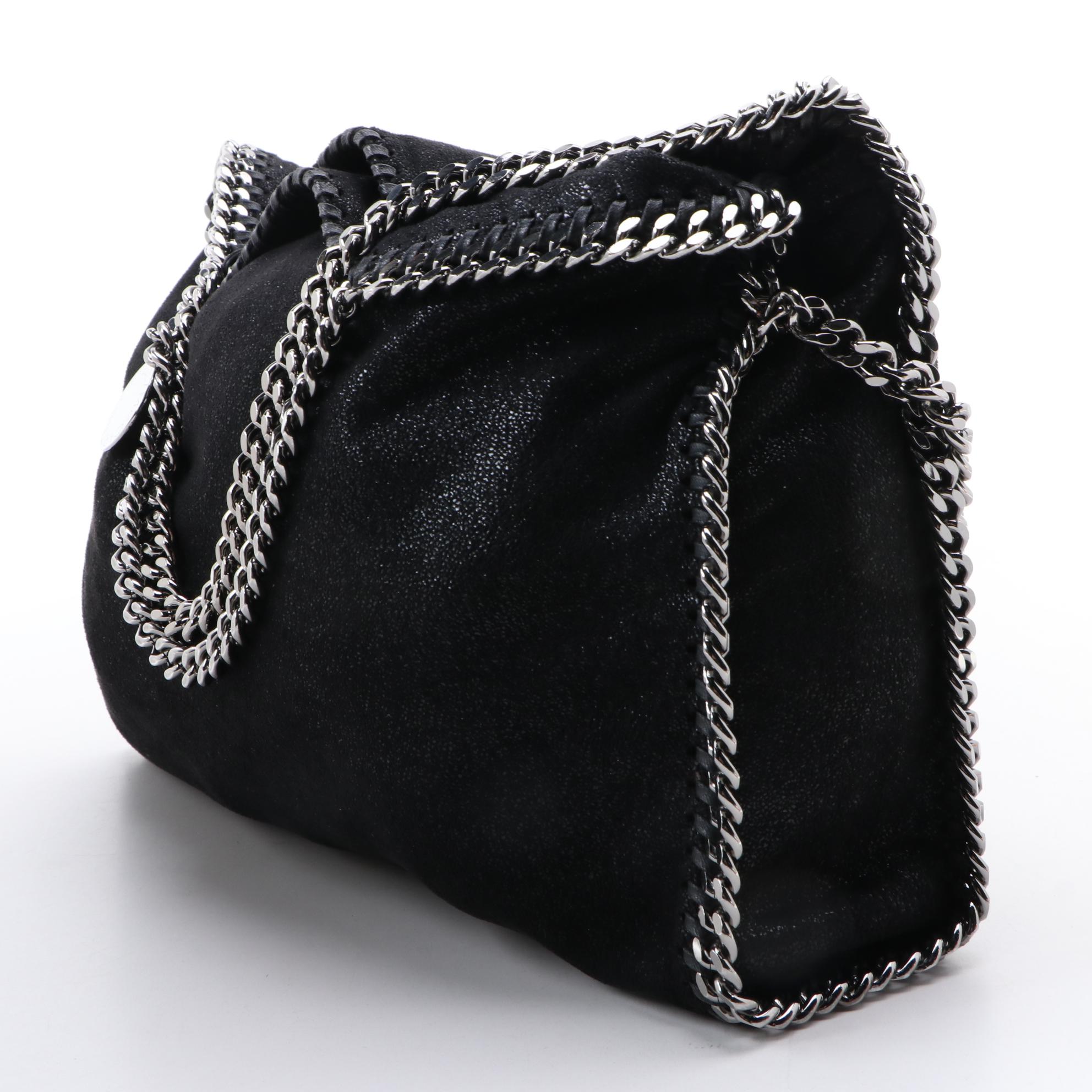 Stella McCartney Falabella Black Shaggy Deer Faux Suede Two-Way Bag