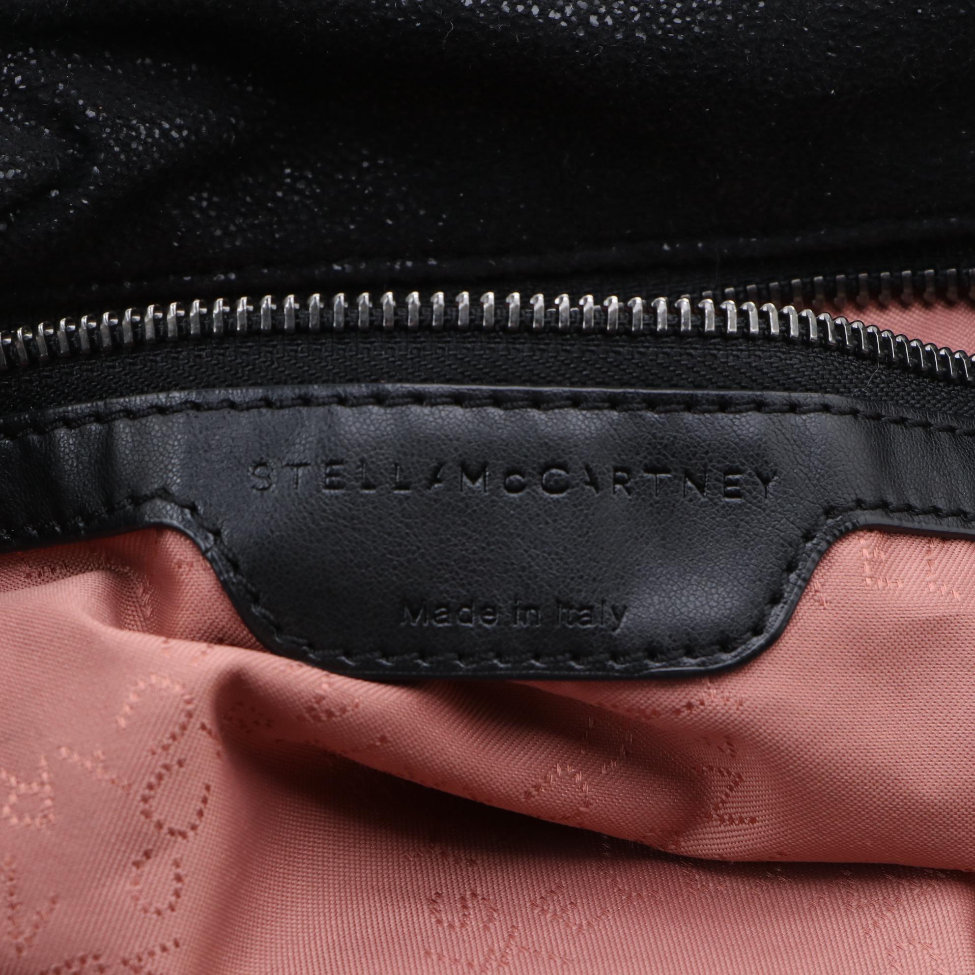 Stella McCartney Falabella Black Shaggy Deer Faux Suede Two-Way Bag