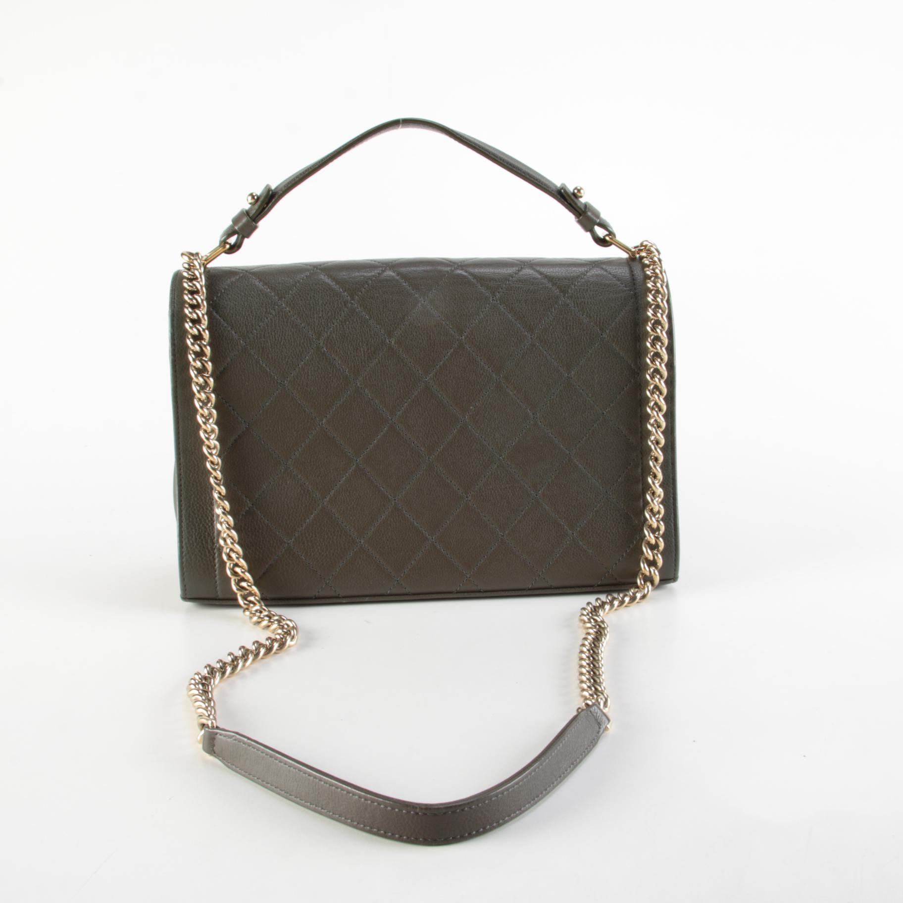 Chanel Large Label Click Flap Bag in Olive Quilted Calfskin