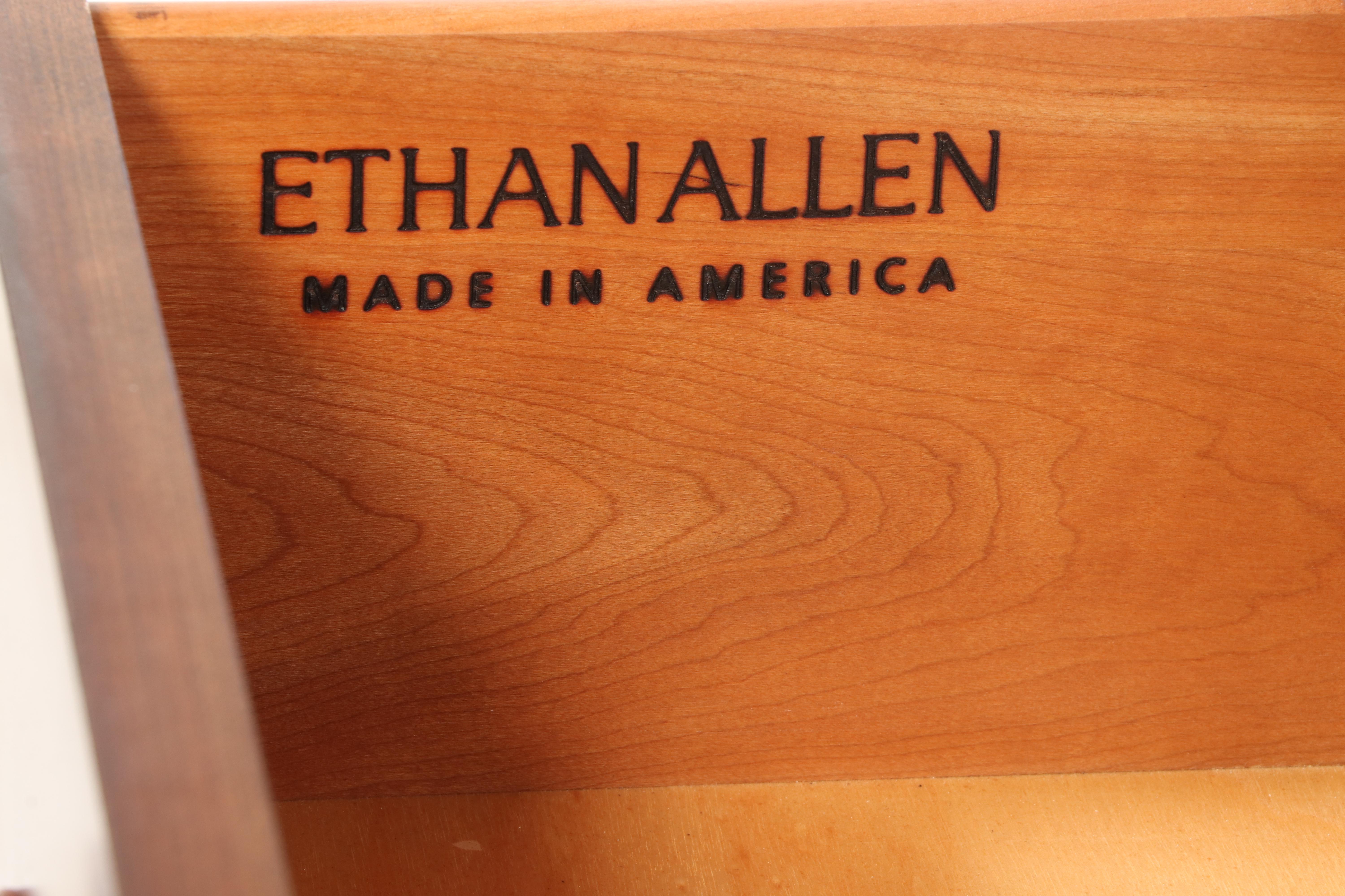 Ethan Allen Walnut Chest of Drawers with Top Cabinet