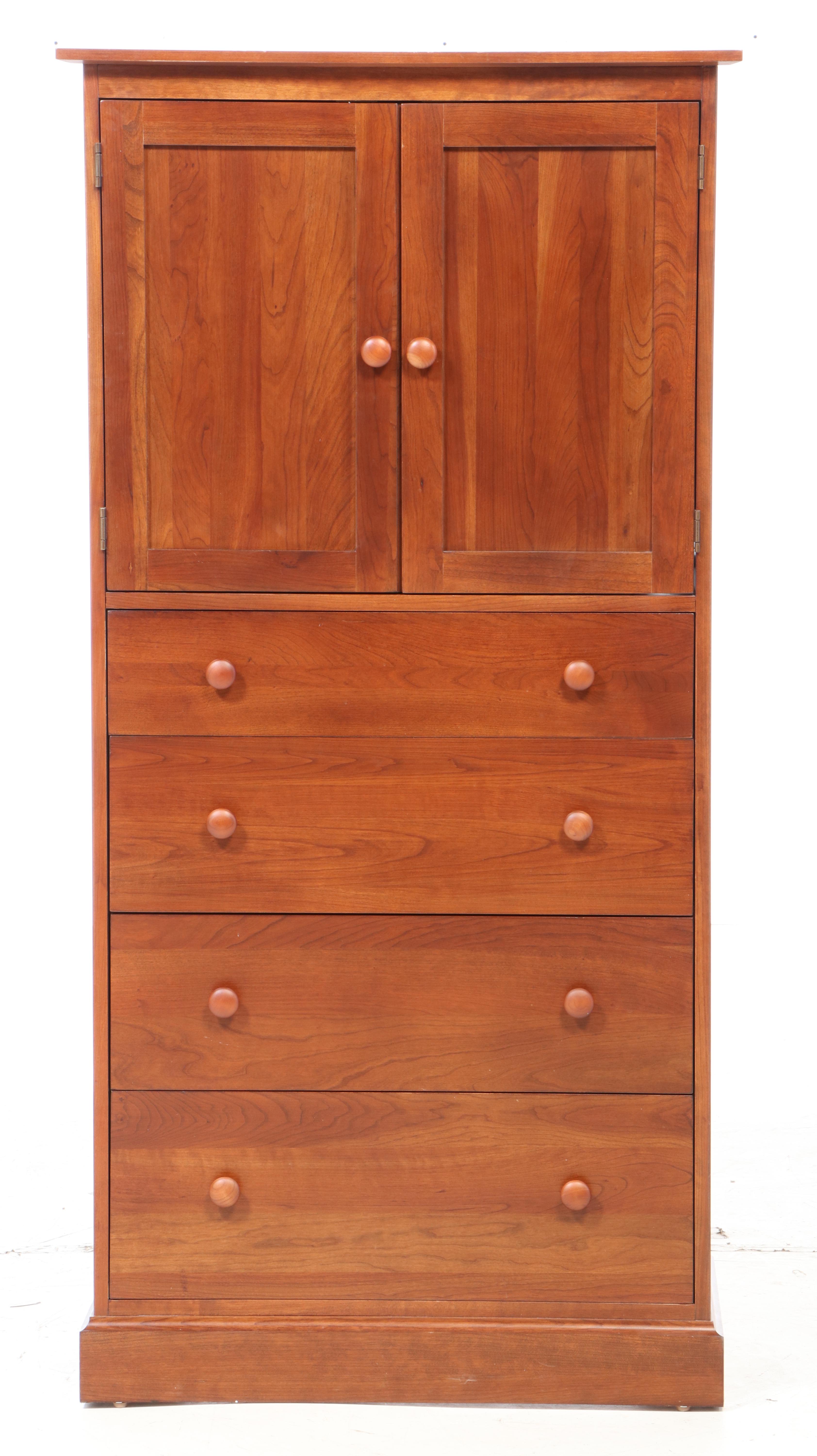 Ethan Allen Walnut Chest of Drawers with Top Cabinet