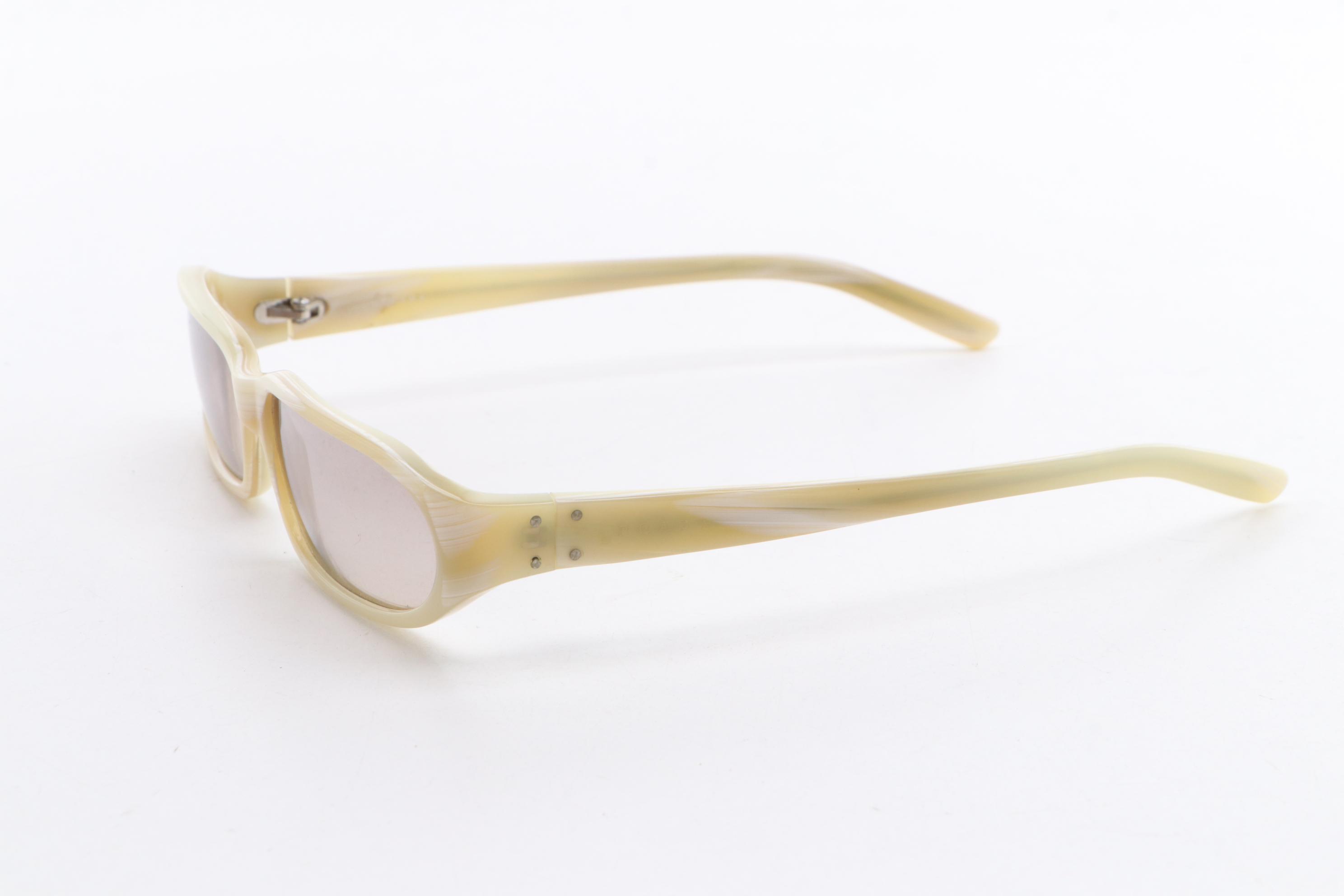 Men's Prada SPR 10C Beige Oval Sunglasses, 1990s