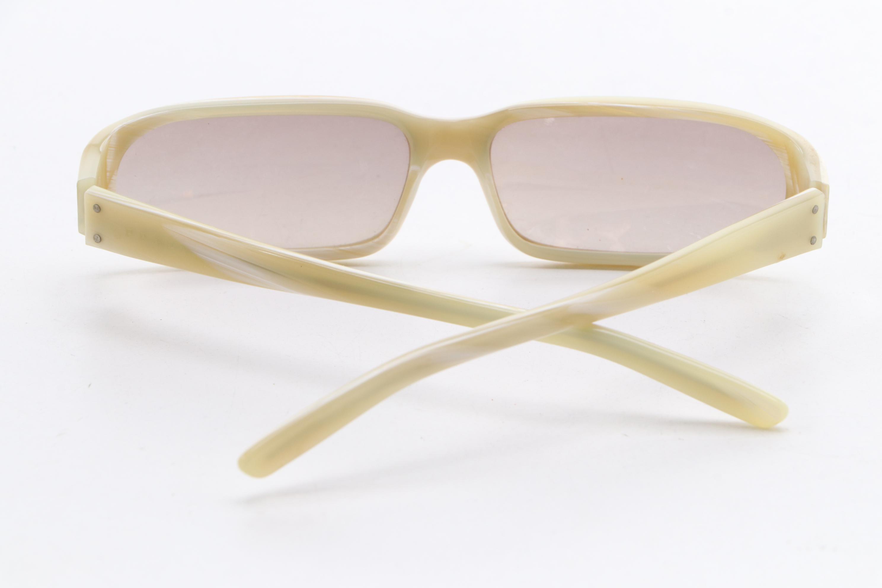 Men's Prada SPR 10C Beige Oval Sunglasses, 1990s