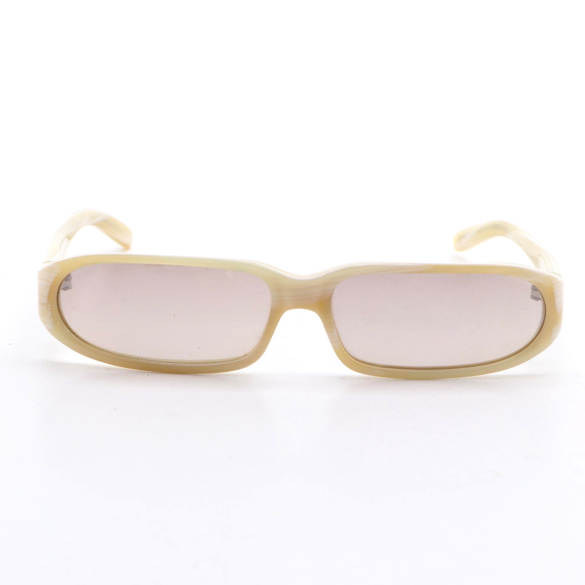 Men's Prada SPR 10C Beige Oval Sunglasses, 1990s