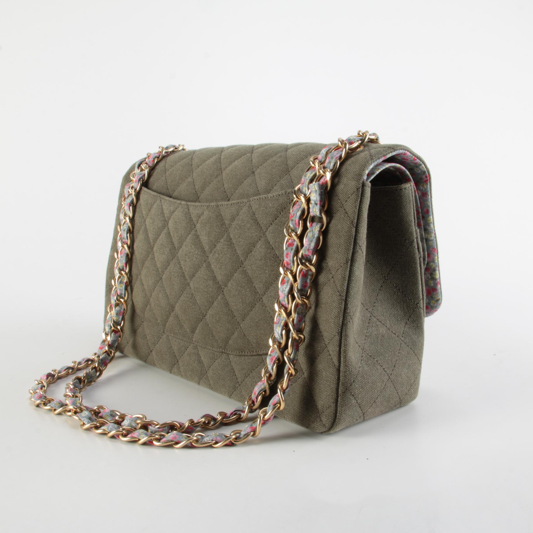 Chanel Cuba Charms Medium Double Flap Bag in Khaki Quilted Canvas