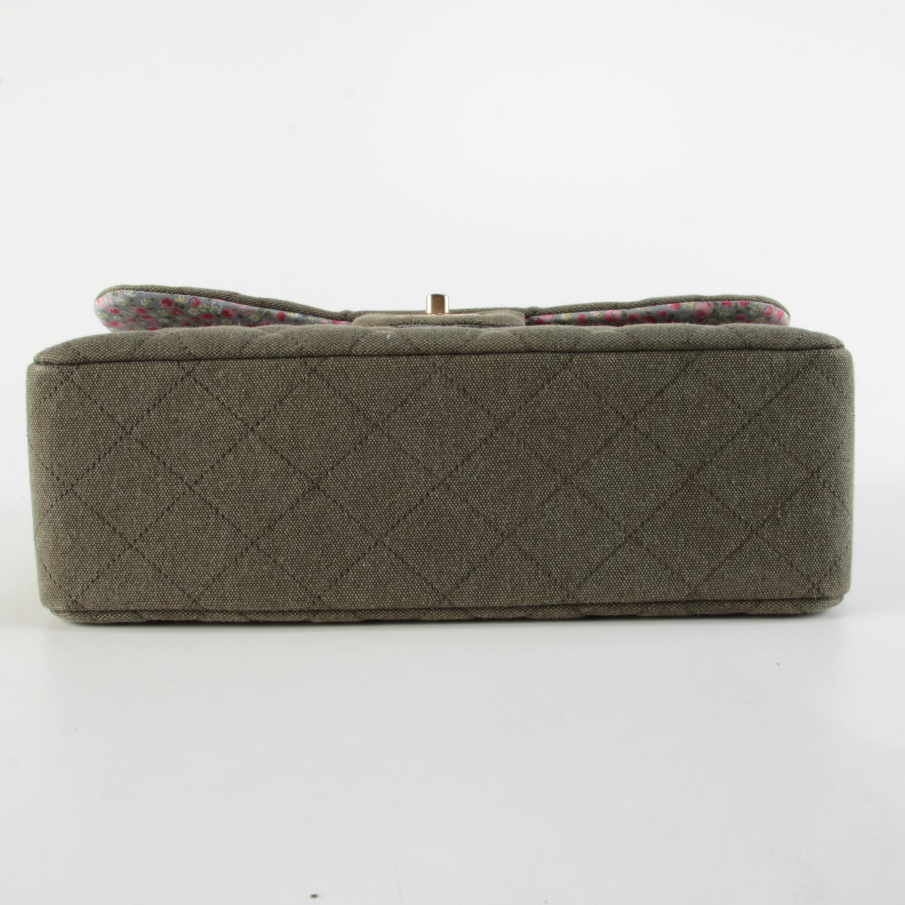 Chanel Cuba Charms Medium Double Flap Bag in Khaki Quilted Canvas