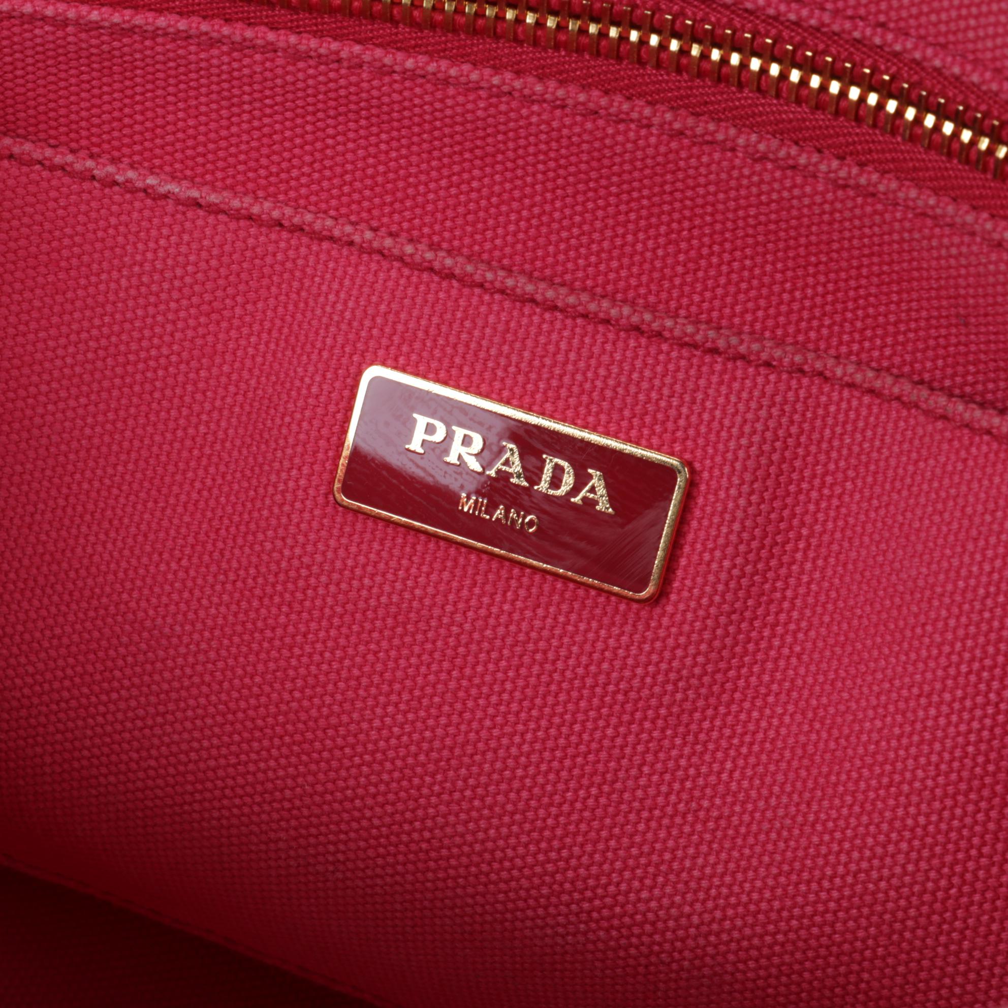 Prada Medium Canapa Two-Way Tote in Pink Canvas