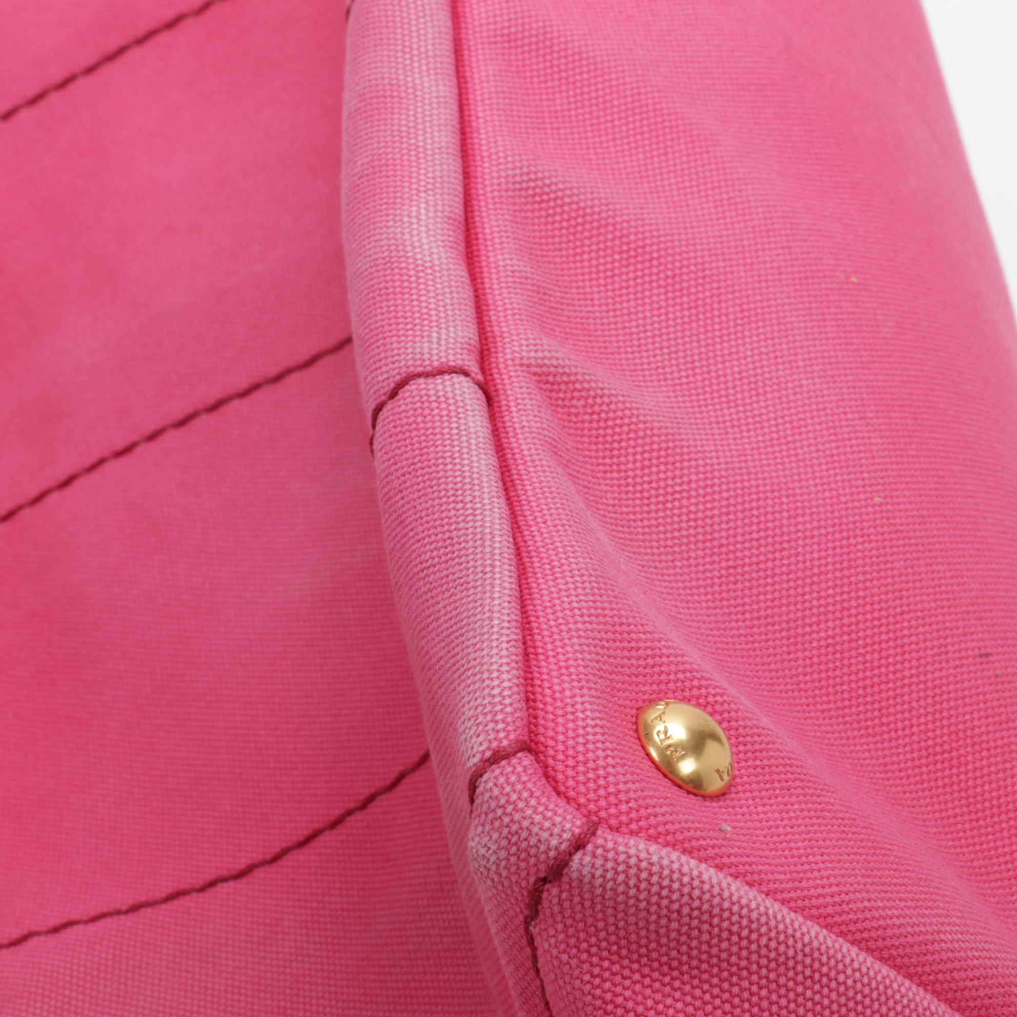 Prada Medium Canapa Two-Way Tote in Pink Canvas