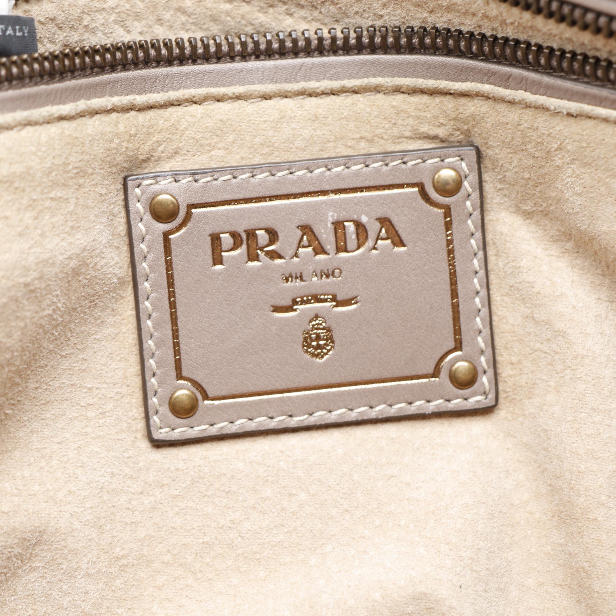 Prada City Calf Tote in Argilla Calfskin Leather with Detachable Strap