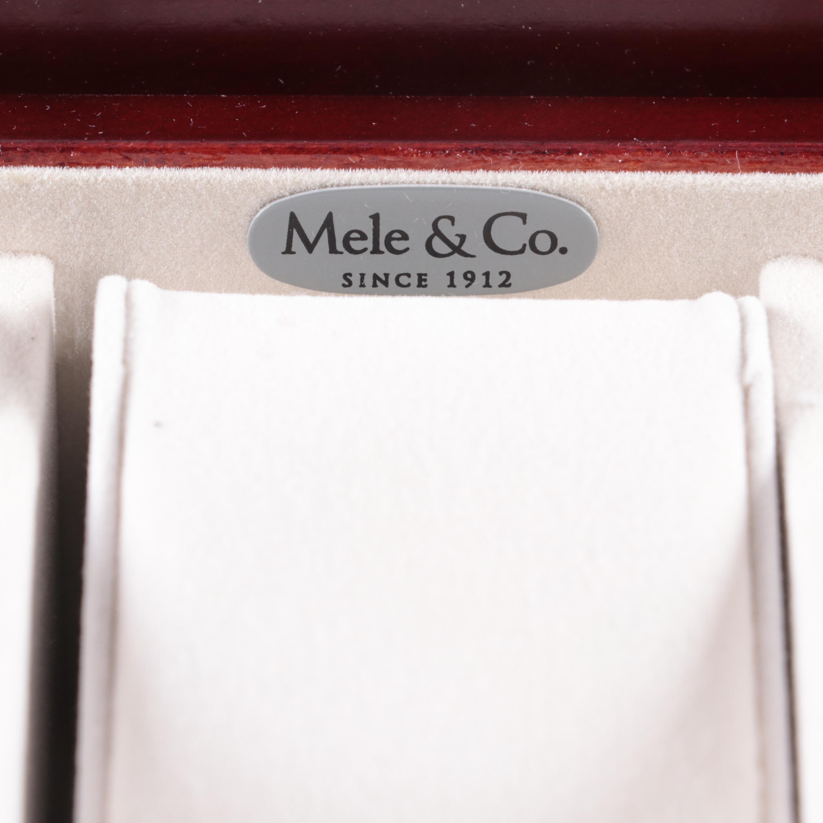 Mele & Co Cherry Finish Watch Case with "Lila" Jewelry Box