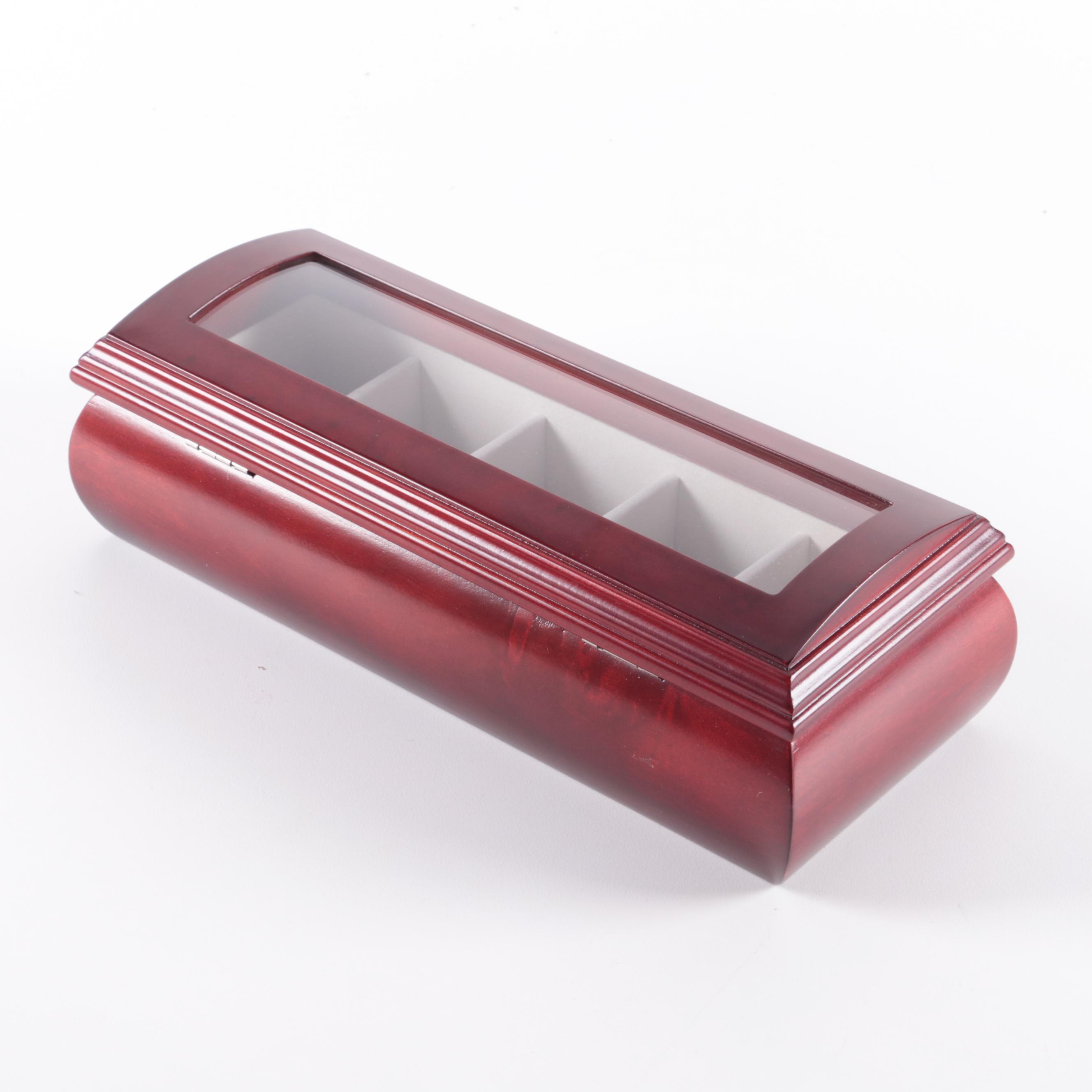 Mele & Co Cherry Finish Watch Case with "Lila" Jewelry Box