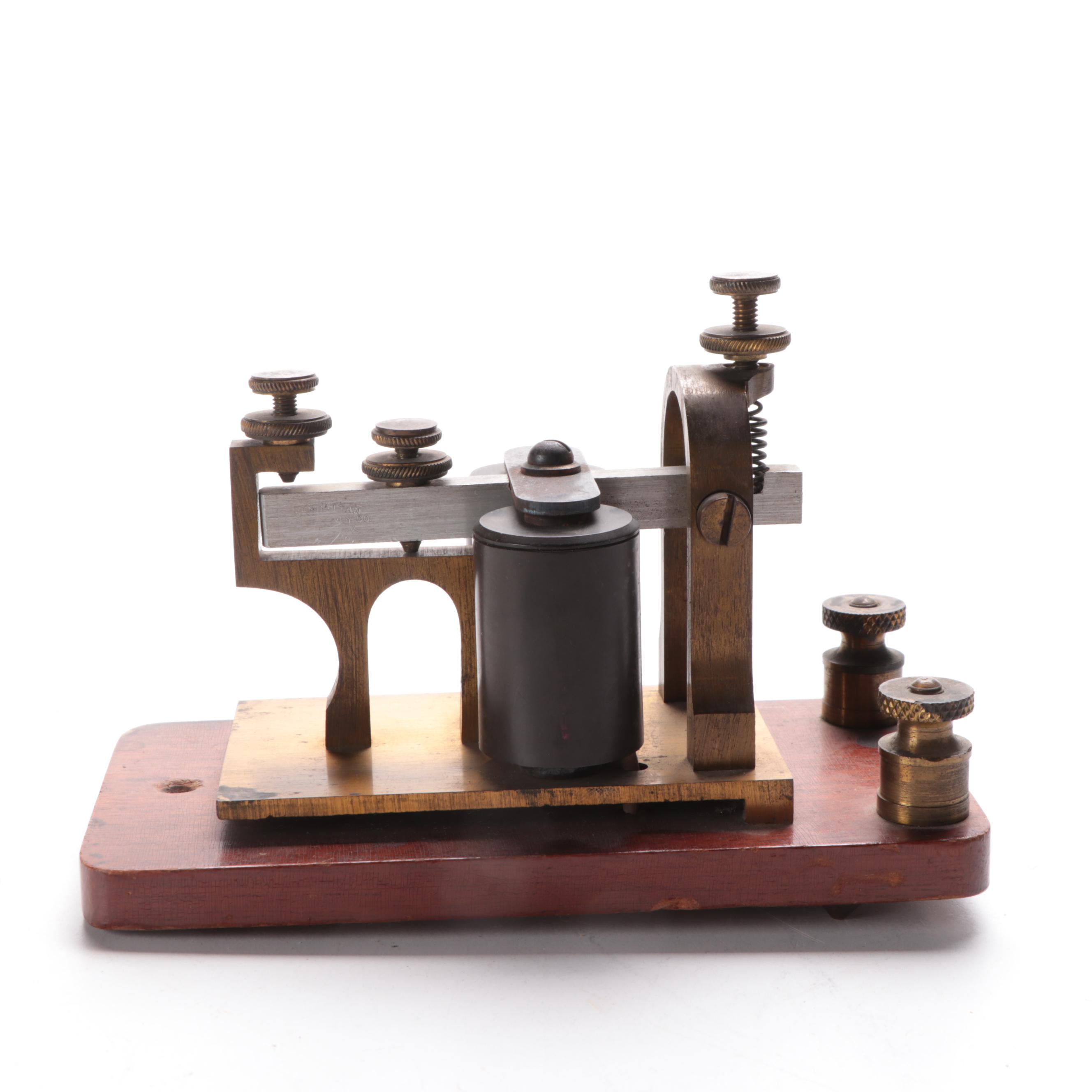 Manhattan Electric Supply Co. 4 Ohms Morse Code Telegraph Sounder, Late 19th C.