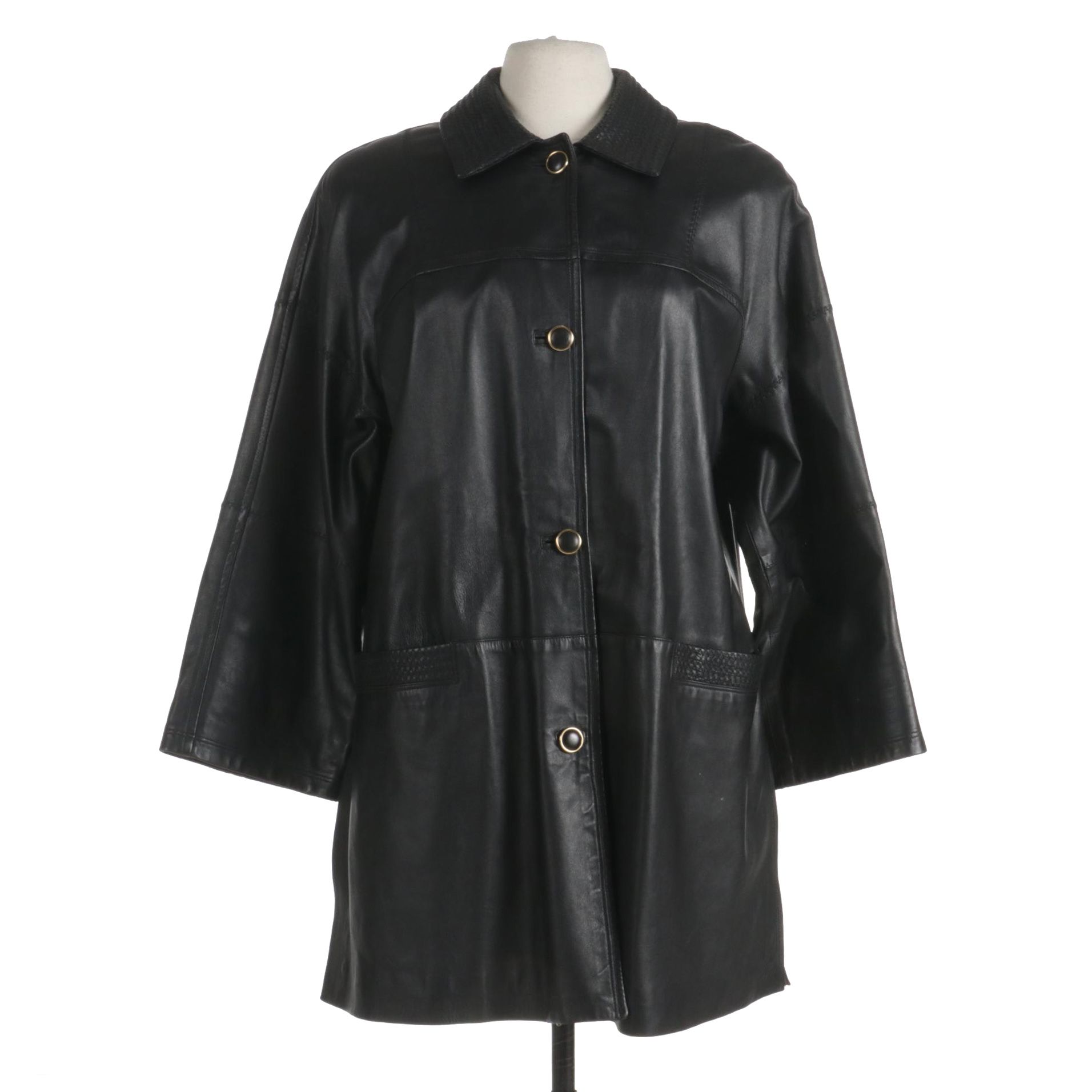 Parri's Italian Leather Jacket with Zig Zag Trim