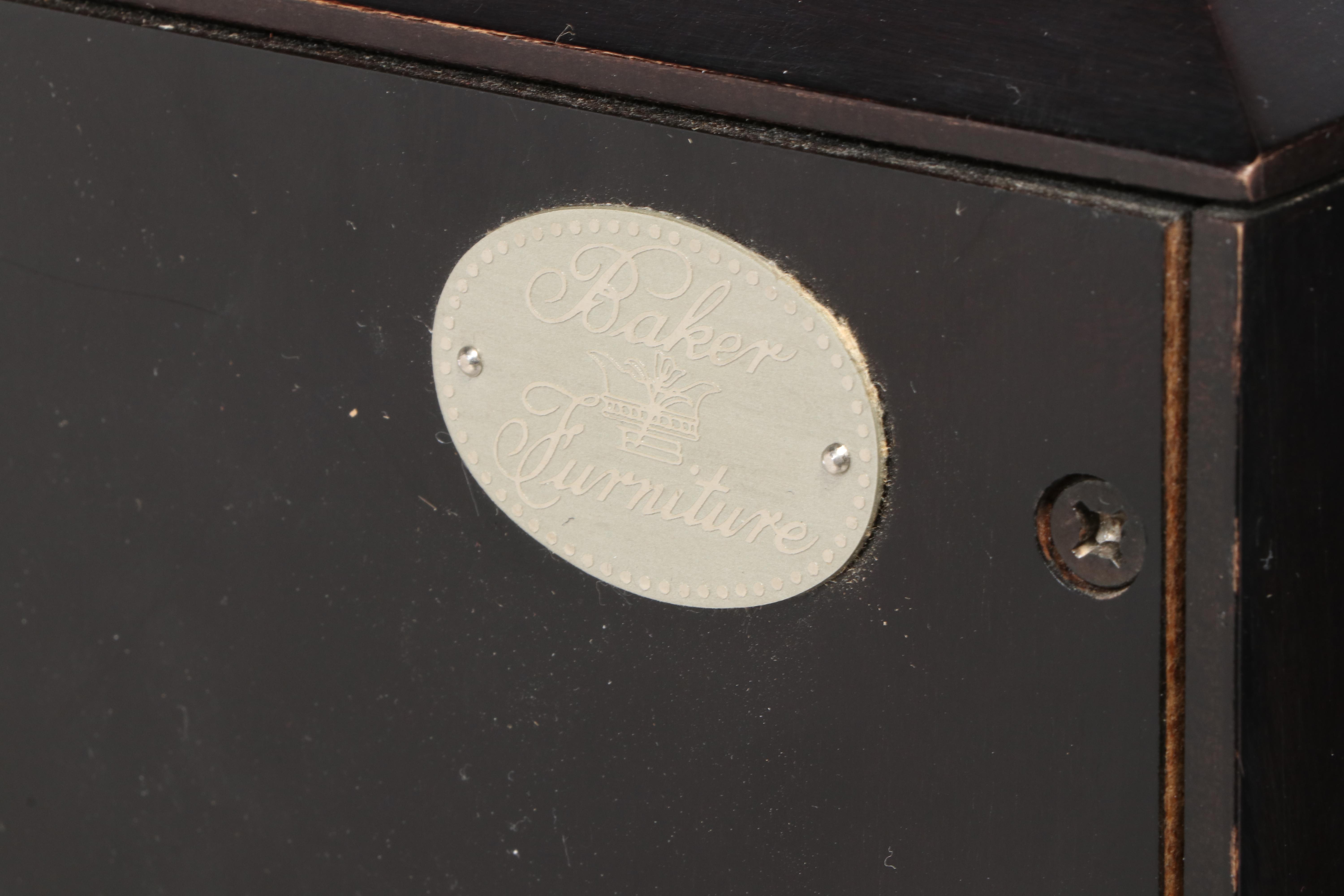 Bill Sofield for Baker "Kiosk" Bar Cabinet with Mirrored Top and Gold Rice Doors