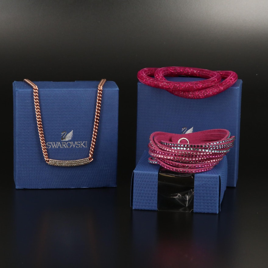 Swarovski Assortment Featuring "Vio" Stationary Necklace and "Stardust" Bracelet