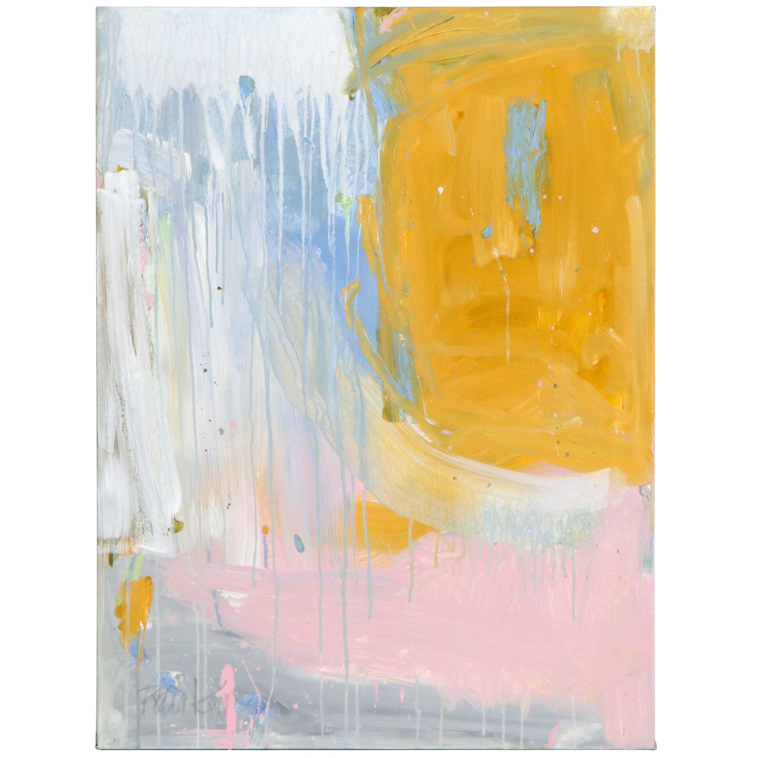 Robbie Kemper Abstract Acrylic Painting "Blue White Runs Over," 21st Century