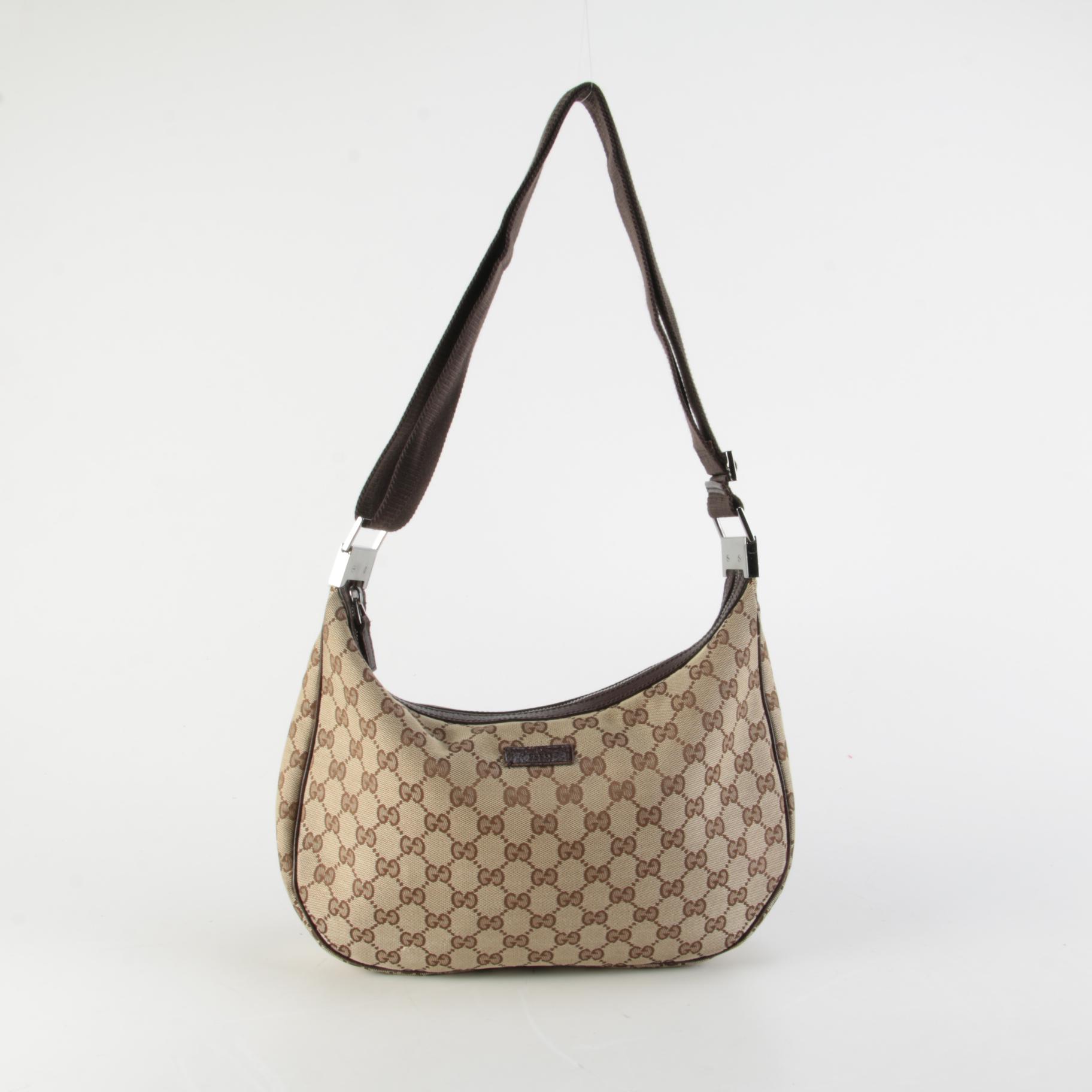 Gucci Saddle Bag in GG Beige Canvas and Brown Leather