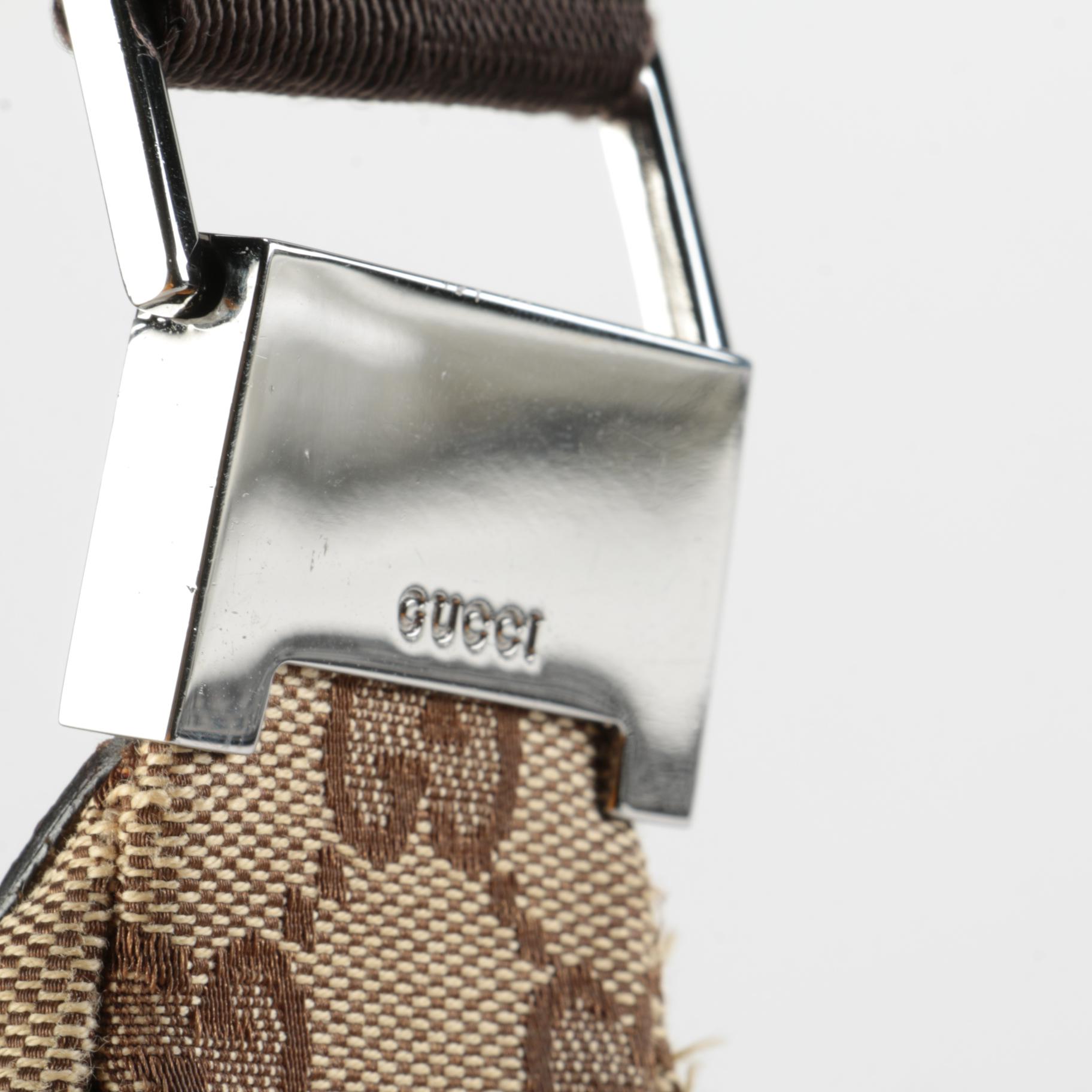 Gucci Saddle Bag in GG Beige Canvas and Brown Leather