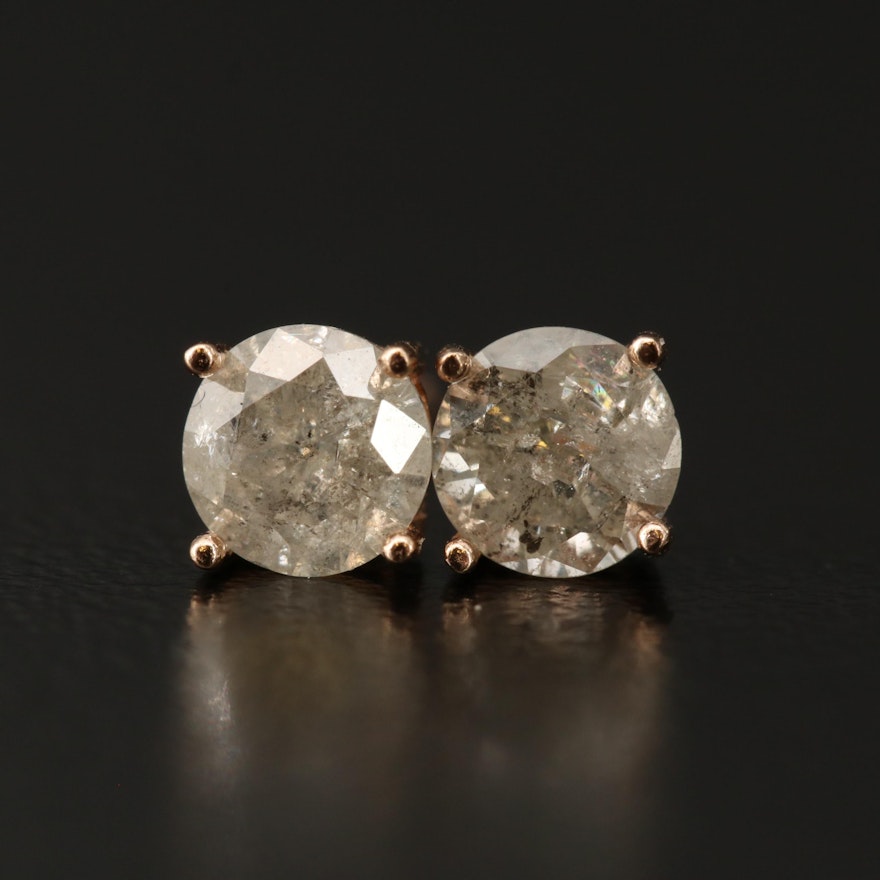 14K Rose Gold 0.80 CTW Diamond Stud Earrings