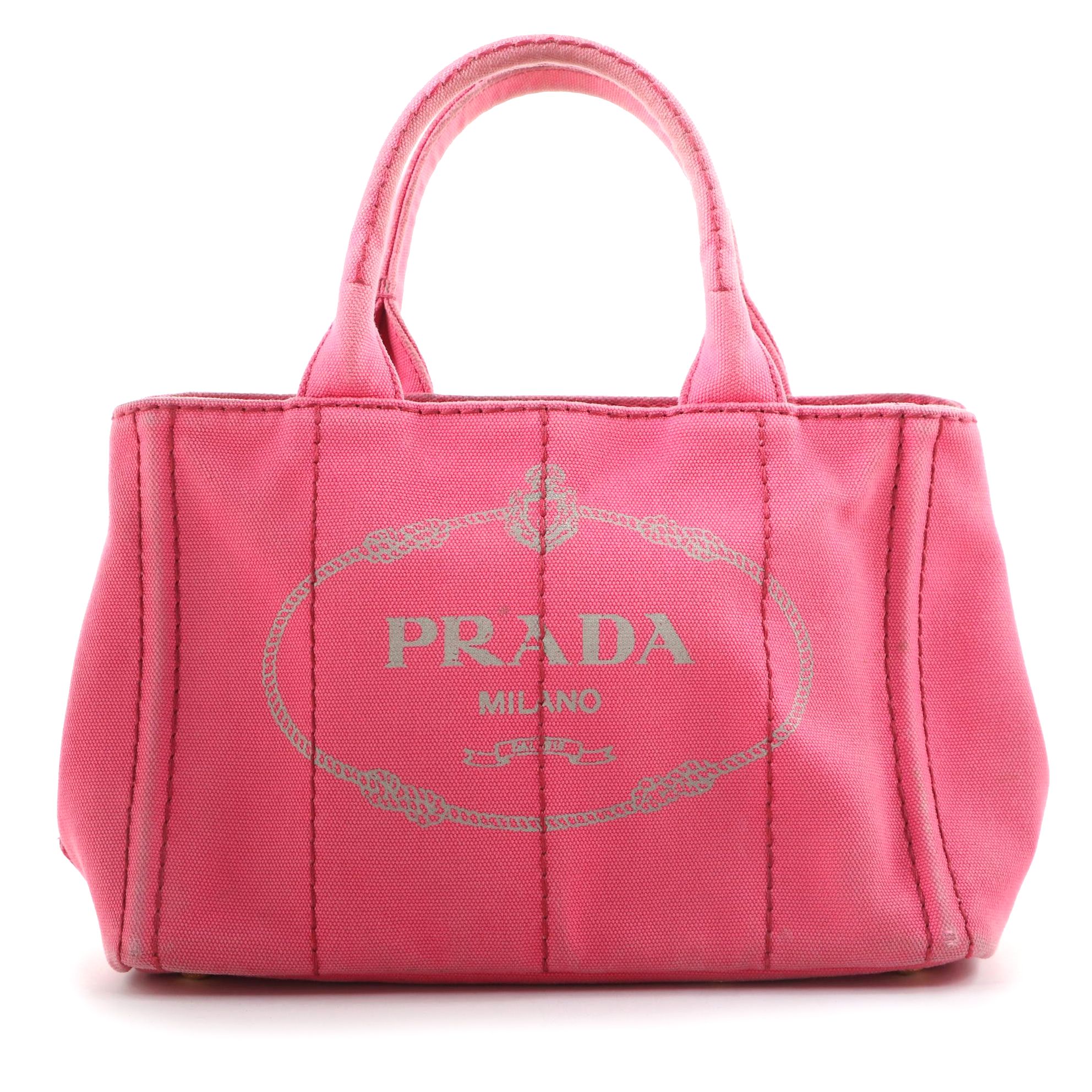 Prada Canopa Logo Garde Tote in Pink Canvas