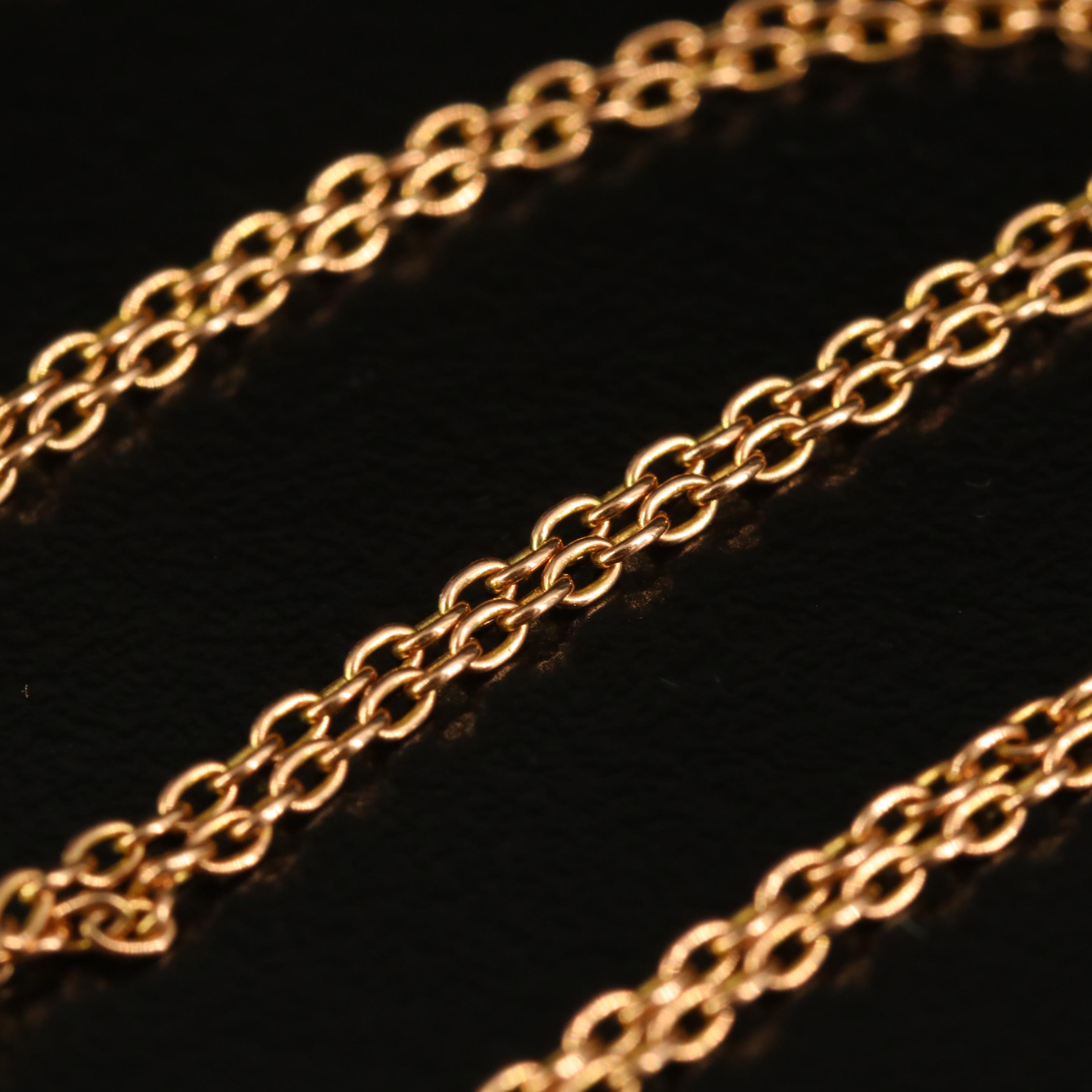 Antique Etruscan Revival 14K Lavalier Necklace with Platinum Accents