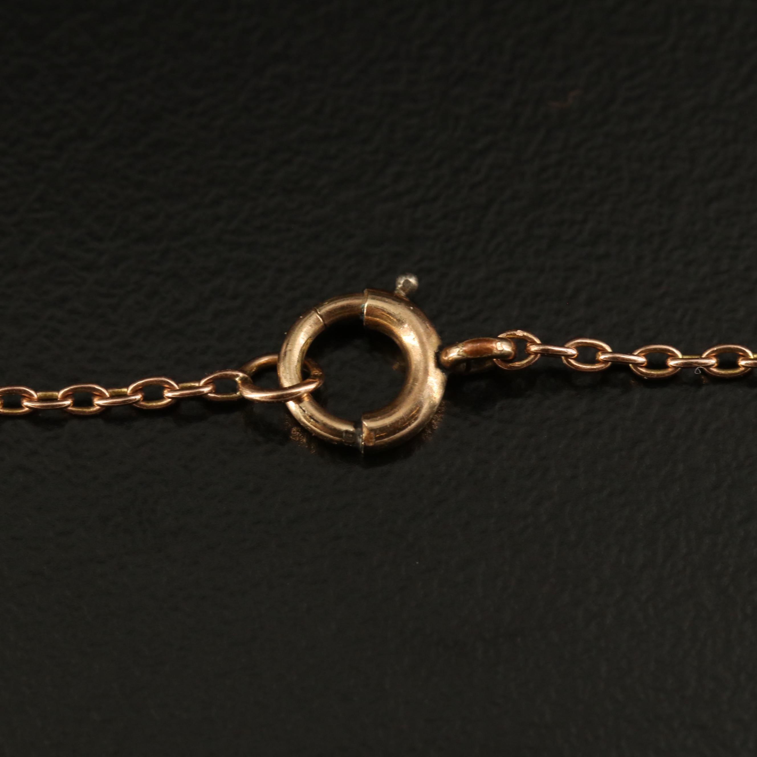 Antique Etruscan Revival 14K Lavalier Necklace with Platinum Accents