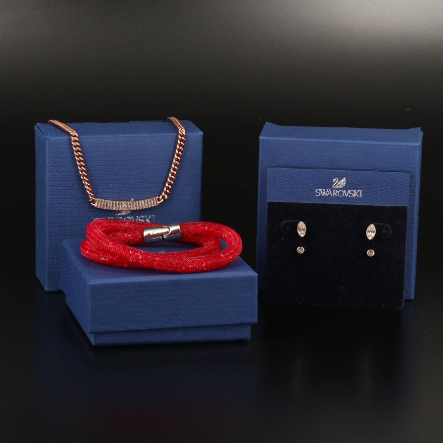 Swarovski Jewelry Featuring "Stardust" Bracelet and "Harley" Earring Set