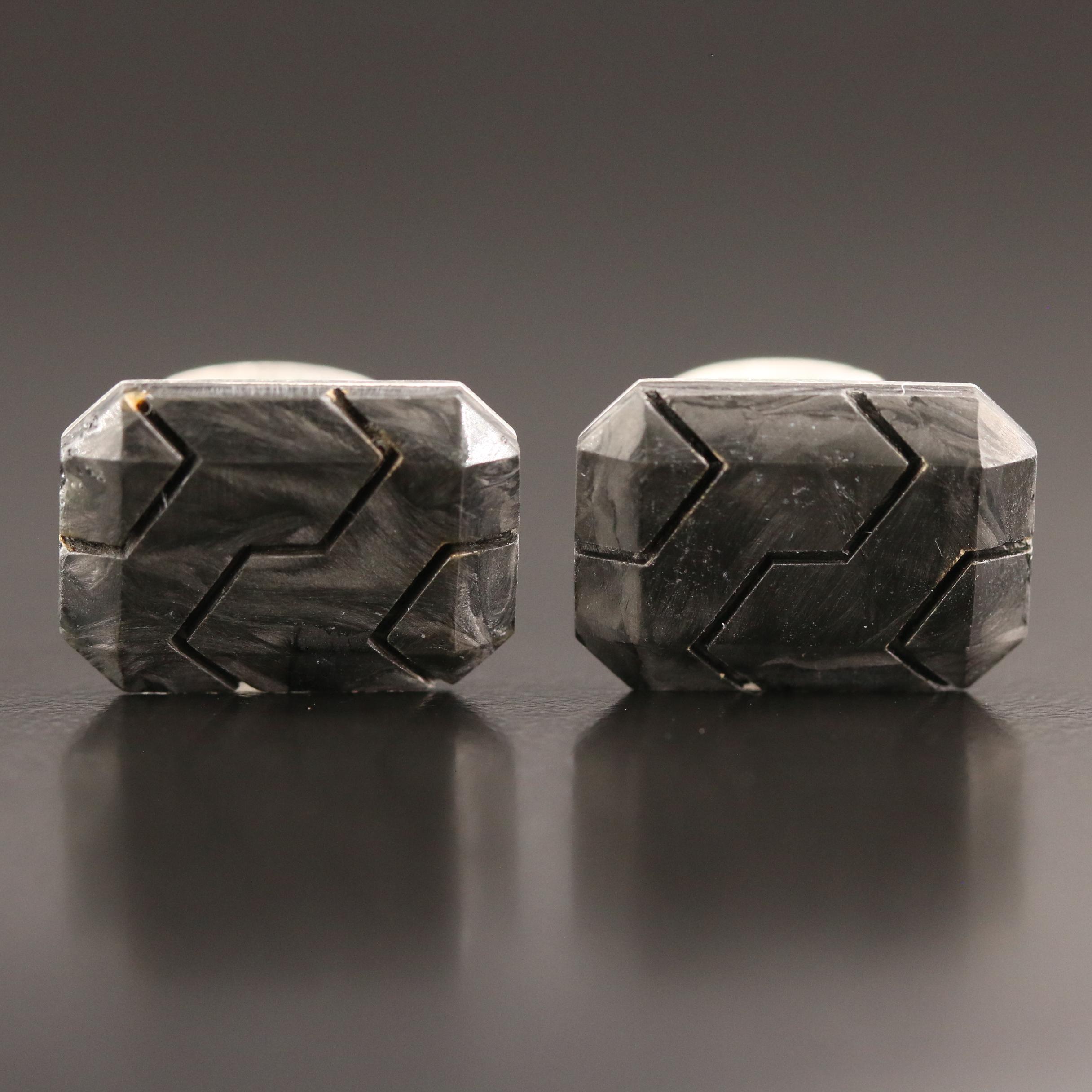 David Yurman Sterling Silver and Forged Carbon Cufflinks