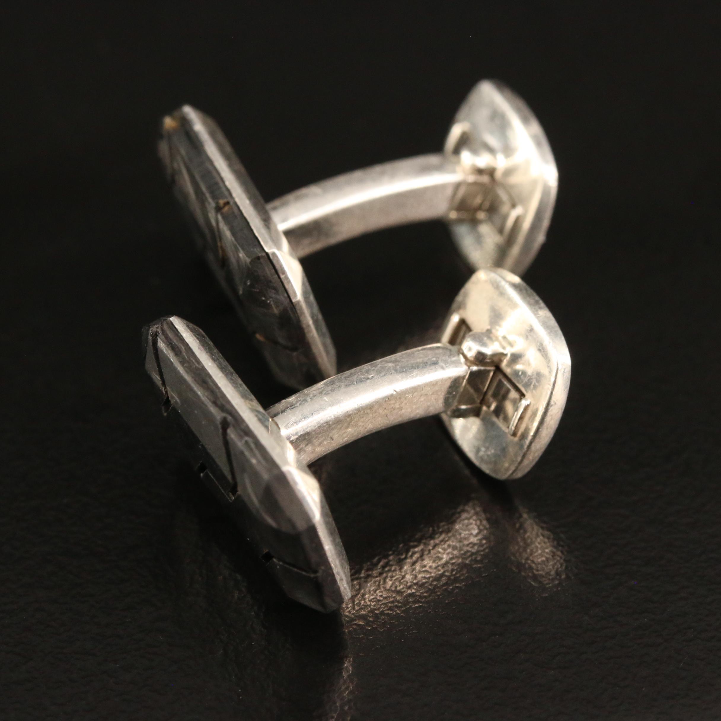 David Yurman Sterling Silver and Forged Carbon Cufflinks