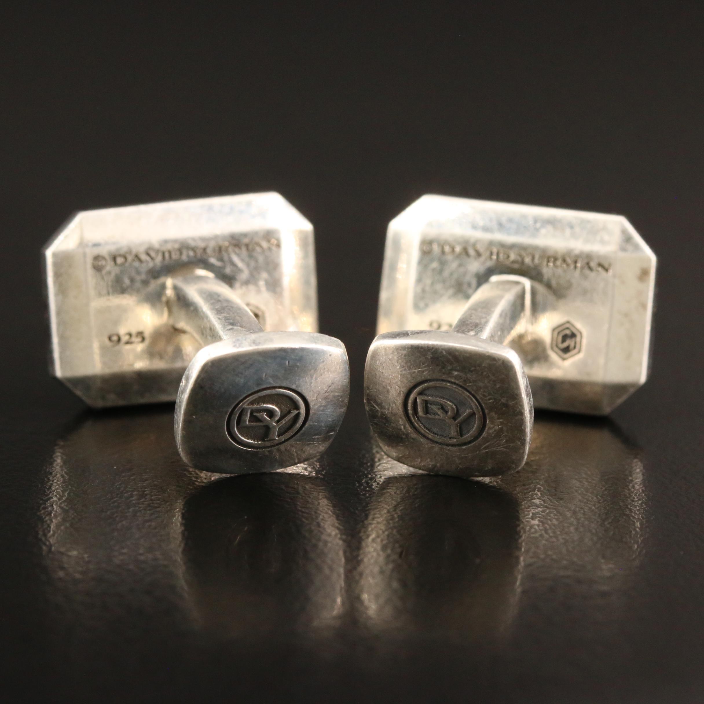 David Yurman Sterling Silver and Forged Carbon Cufflinks