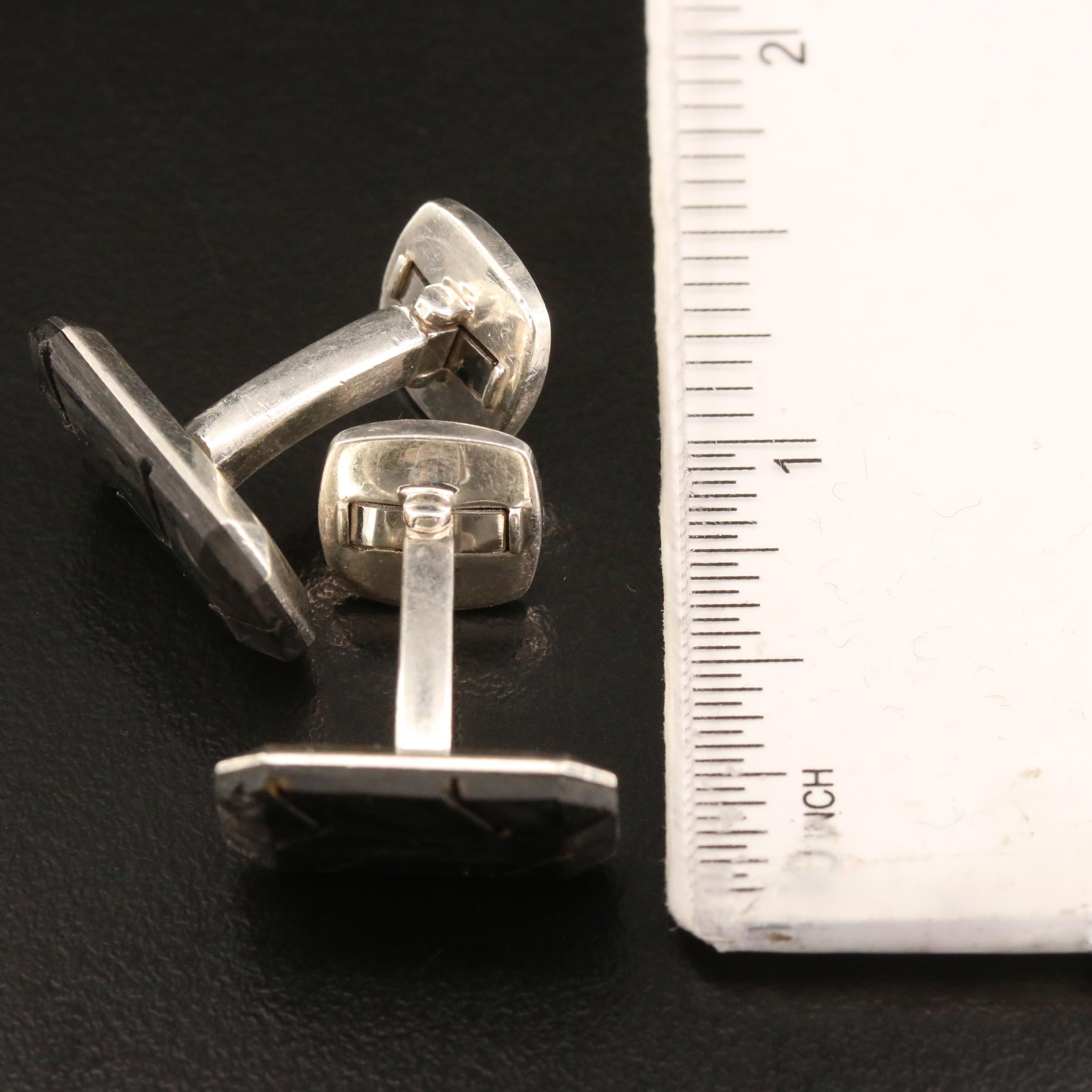 David Yurman Sterling Silver and Forged Carbon Cufflinks