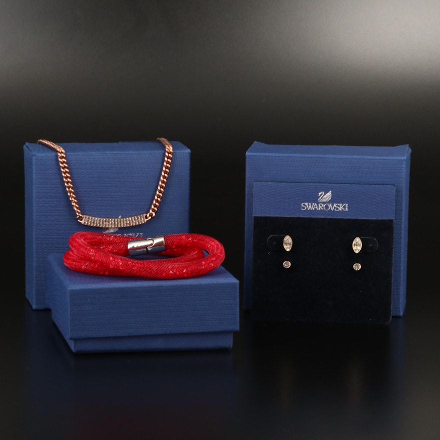Swarovski "Stardust" Bracelet, "Harley" Earrings and "Vio" Stationary Necklace