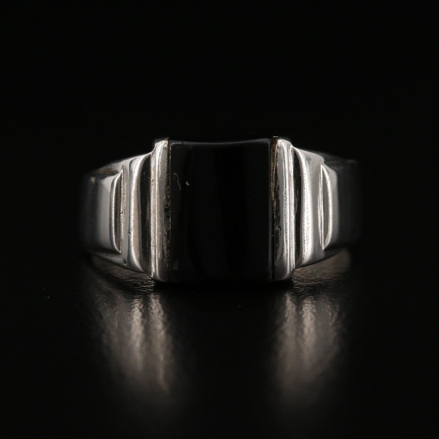 900 Silver Black Onyx Ring