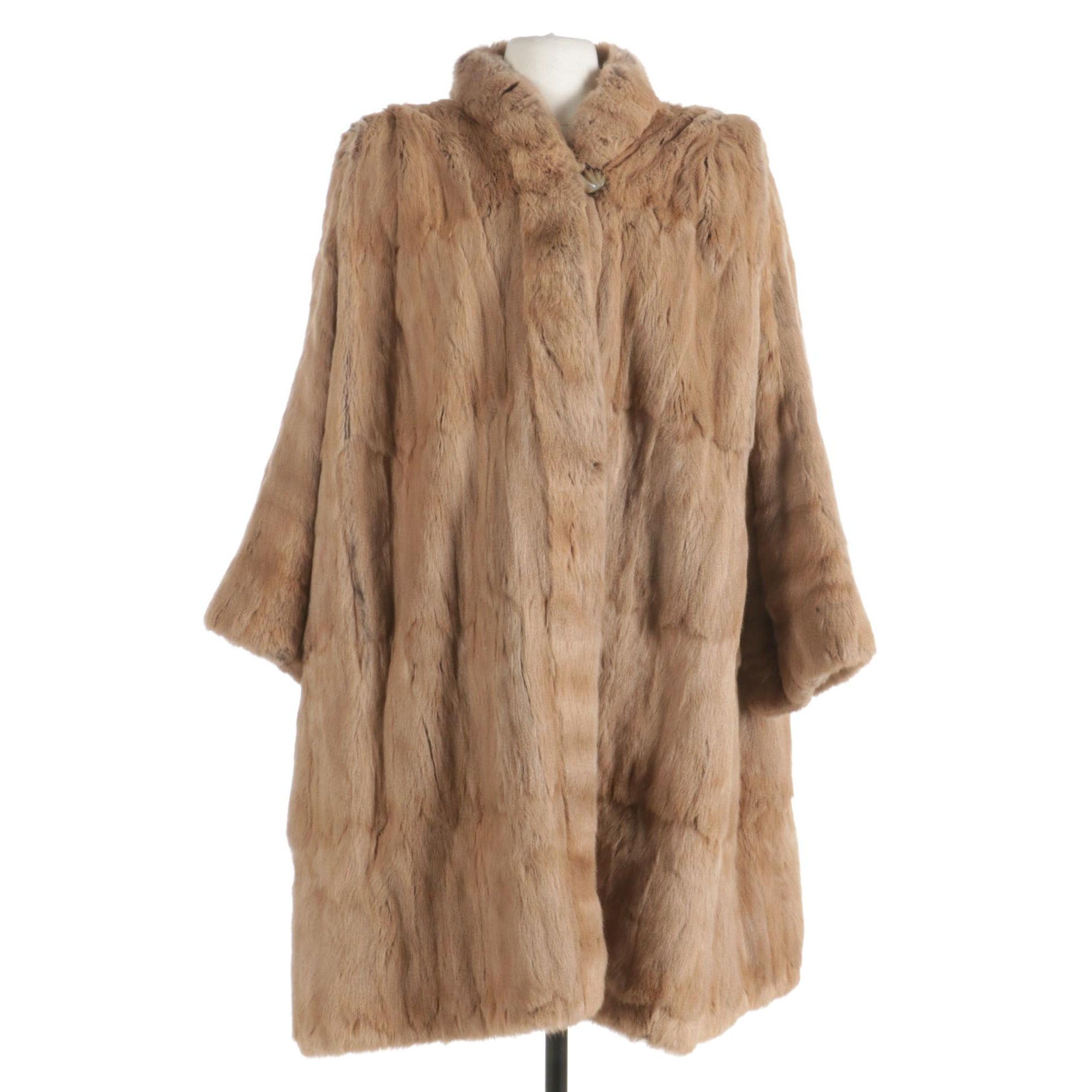 N. H. Rosenthal Squirrel Fur Coat with Three-Quarter Length Sleeves